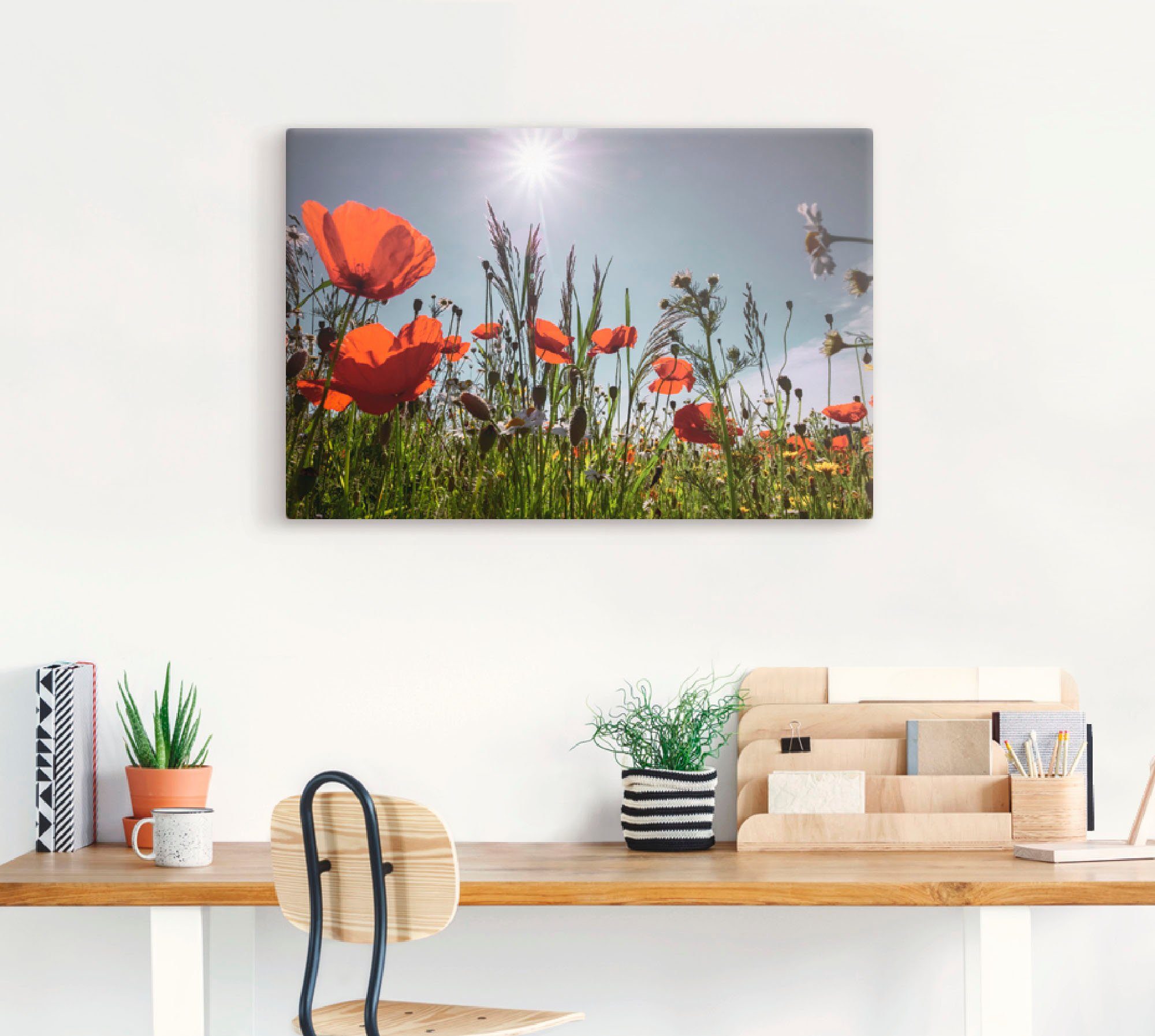 Artland Artprint Klaprozenveld als artprint van aluminium, artprint voor buiten, artprint op linnen, poster in verschillende maten. maten
