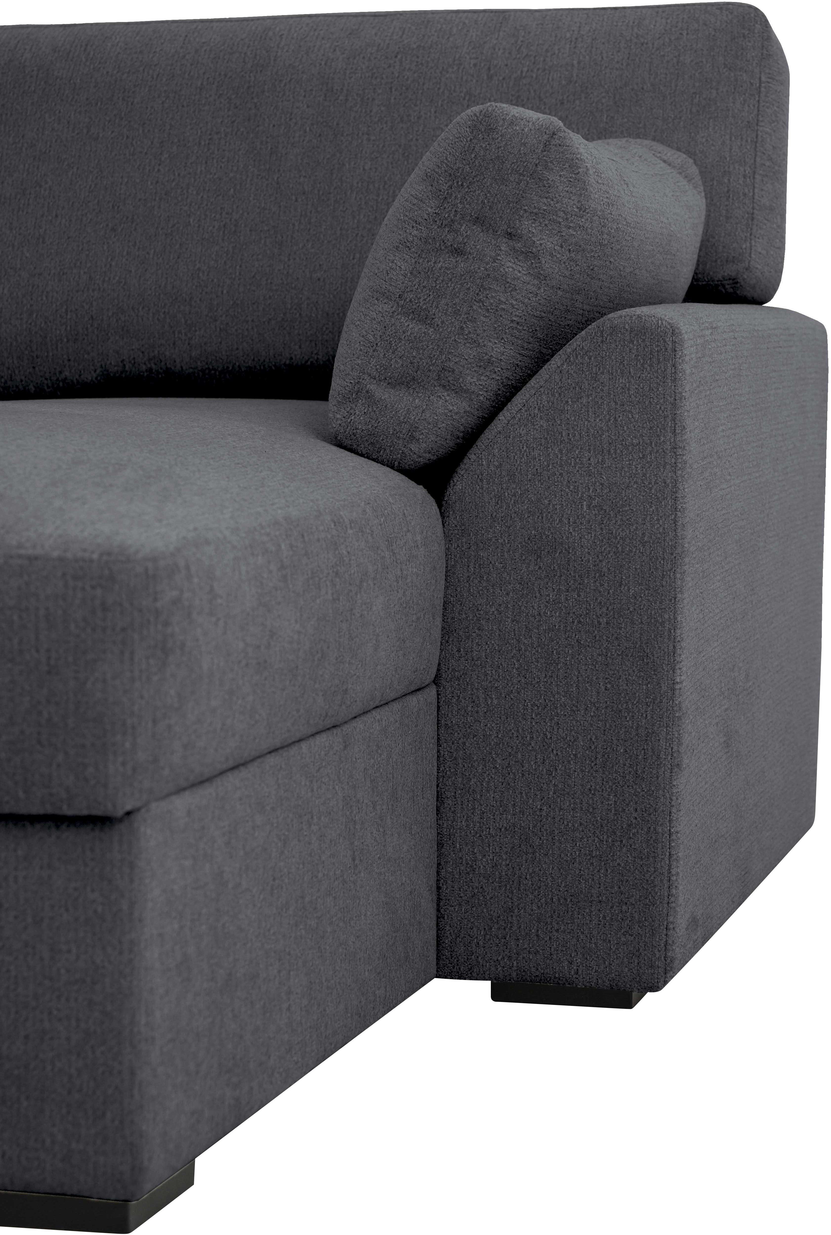 Home affaire Zithoek Citry Breedte 309 cm, chenille, bedfunctie, bedlade, U-vorm