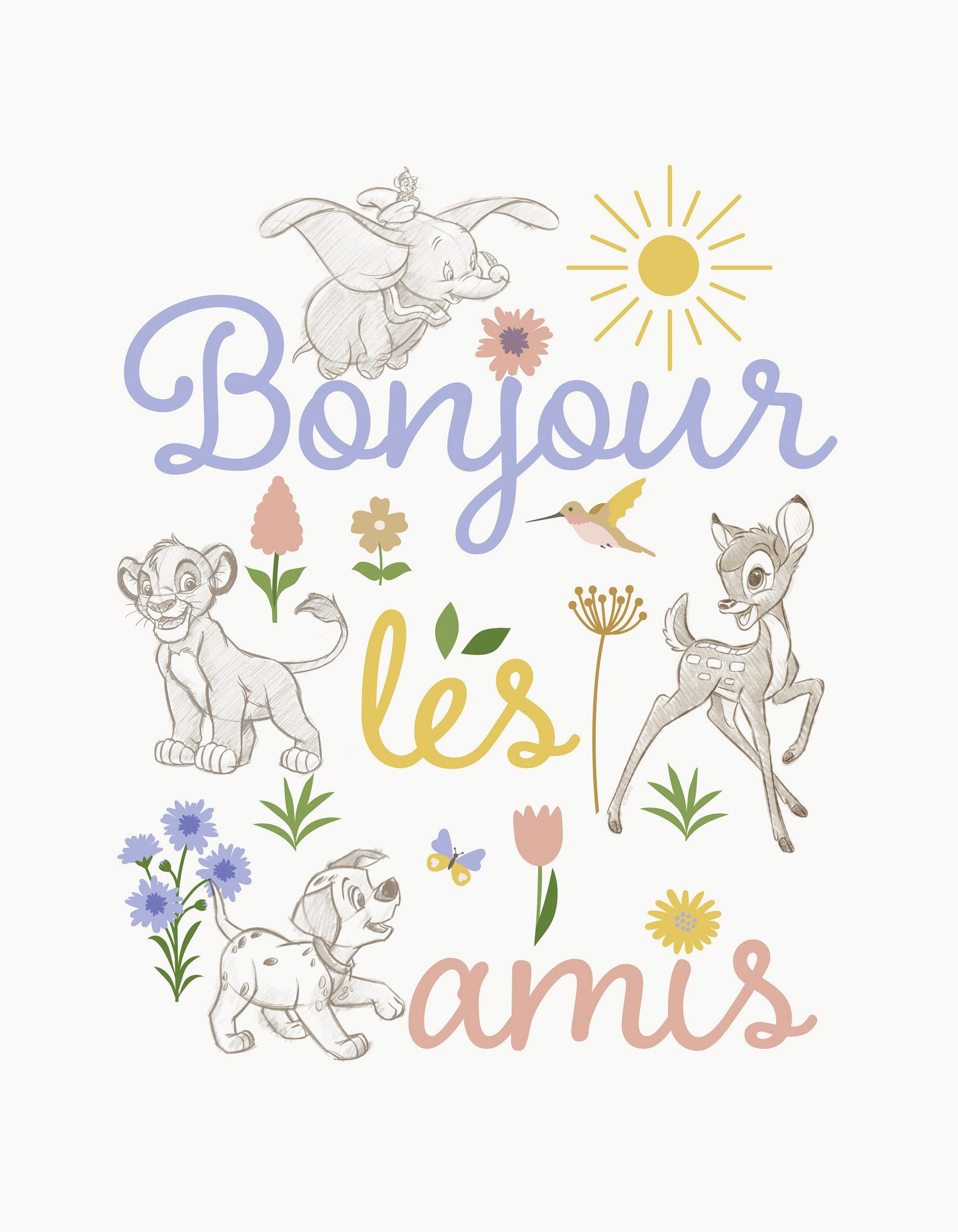 Komar Artprint op linnen Disney Classics Bonjour 300 x 280 cm (breedte x hoogte) - behang, vlies, woonkamer, slaapkamer (1 stuk)