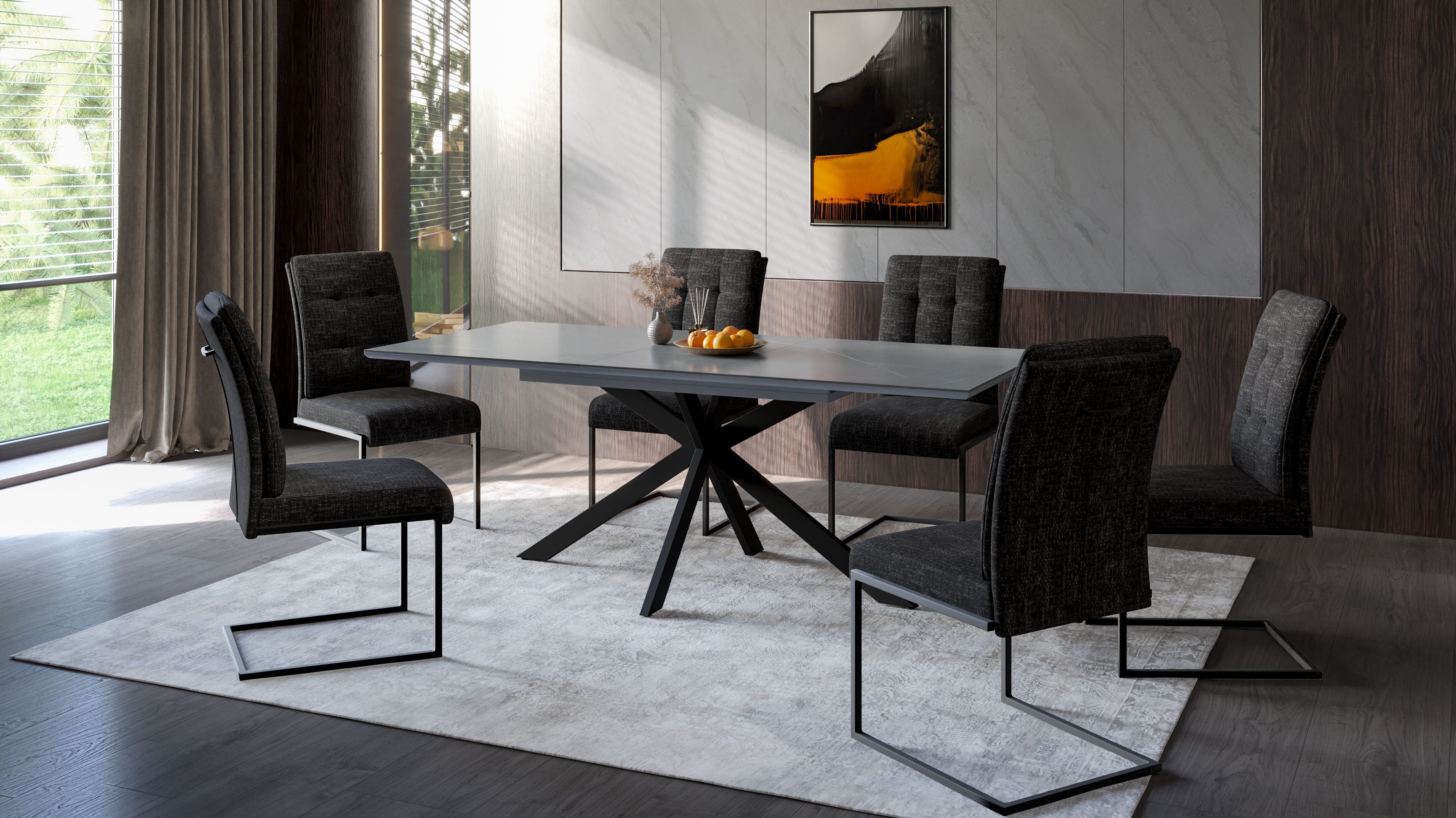 HELA Vrijdragende stoel OLIVIA eetkamerstoel XL-breedte, comfortzit, visco-elastisch schuim, greep rugleuning, met kussen (set, 2 stuks)