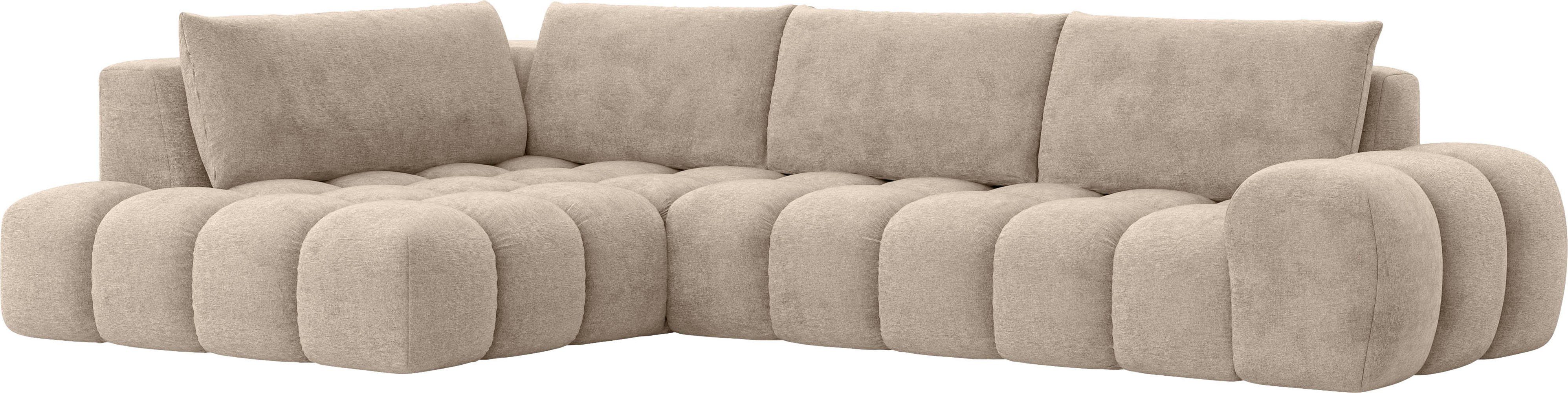INOSIGN Hoekbank AZITA designbank, elegant en comfortabel L-vorm losse rugkussens, droomachtige stiksels, comfortabele zit