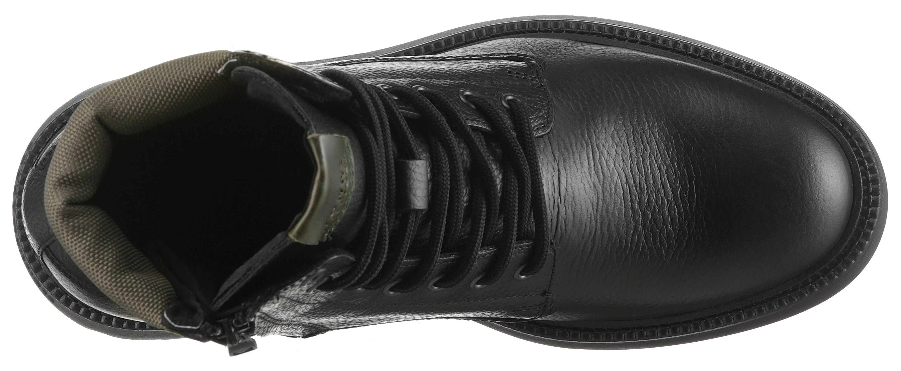 Tommy Hilfiger Veterschoenen HILFIGER COMFORT LWT WRM MX BOOT herfstboots, veterenkellaars met logo-patch op de schoentong