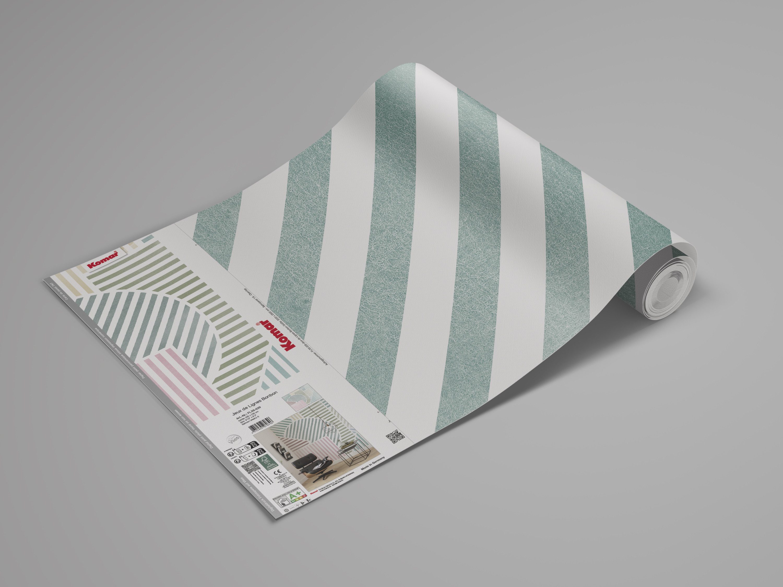 Komar Fotobehang Komar vlies fotobehang - Jeux de Lignes Bonbon - maat 300 x 250 cm (set)