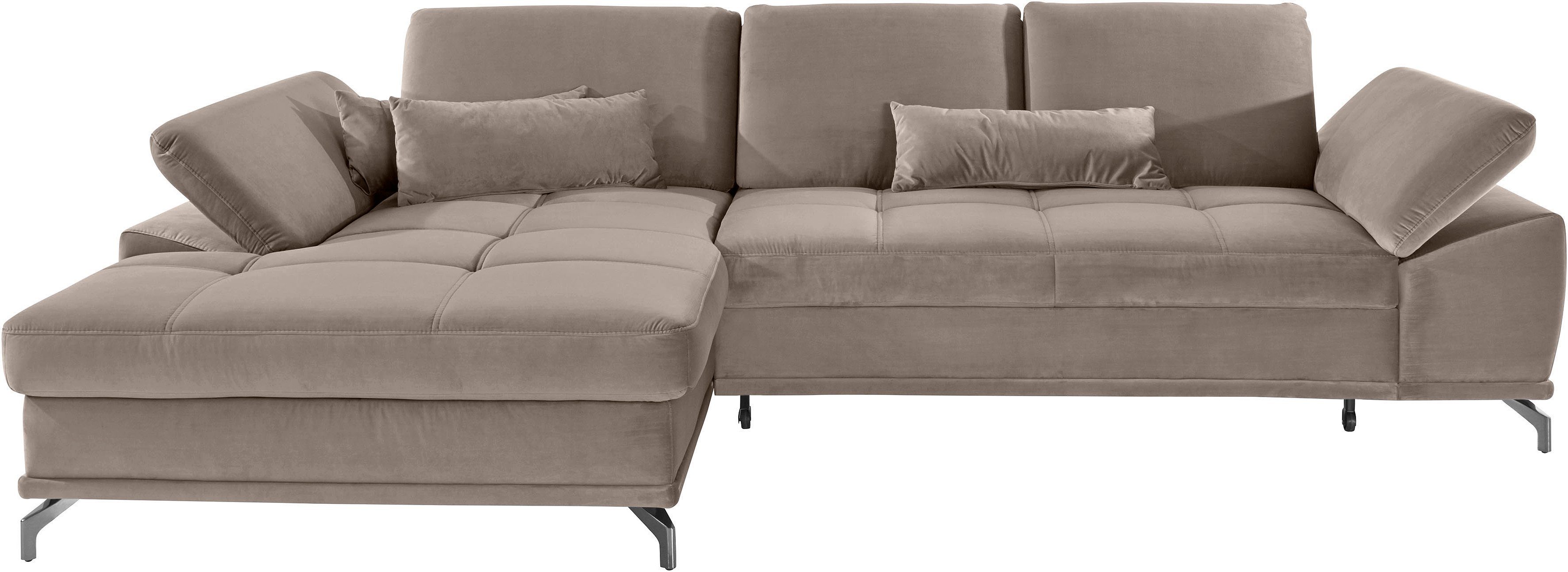 Places of Style Hoekbank Costello L-vorm, met zitdiepteverstelling, armleuningverstelling en