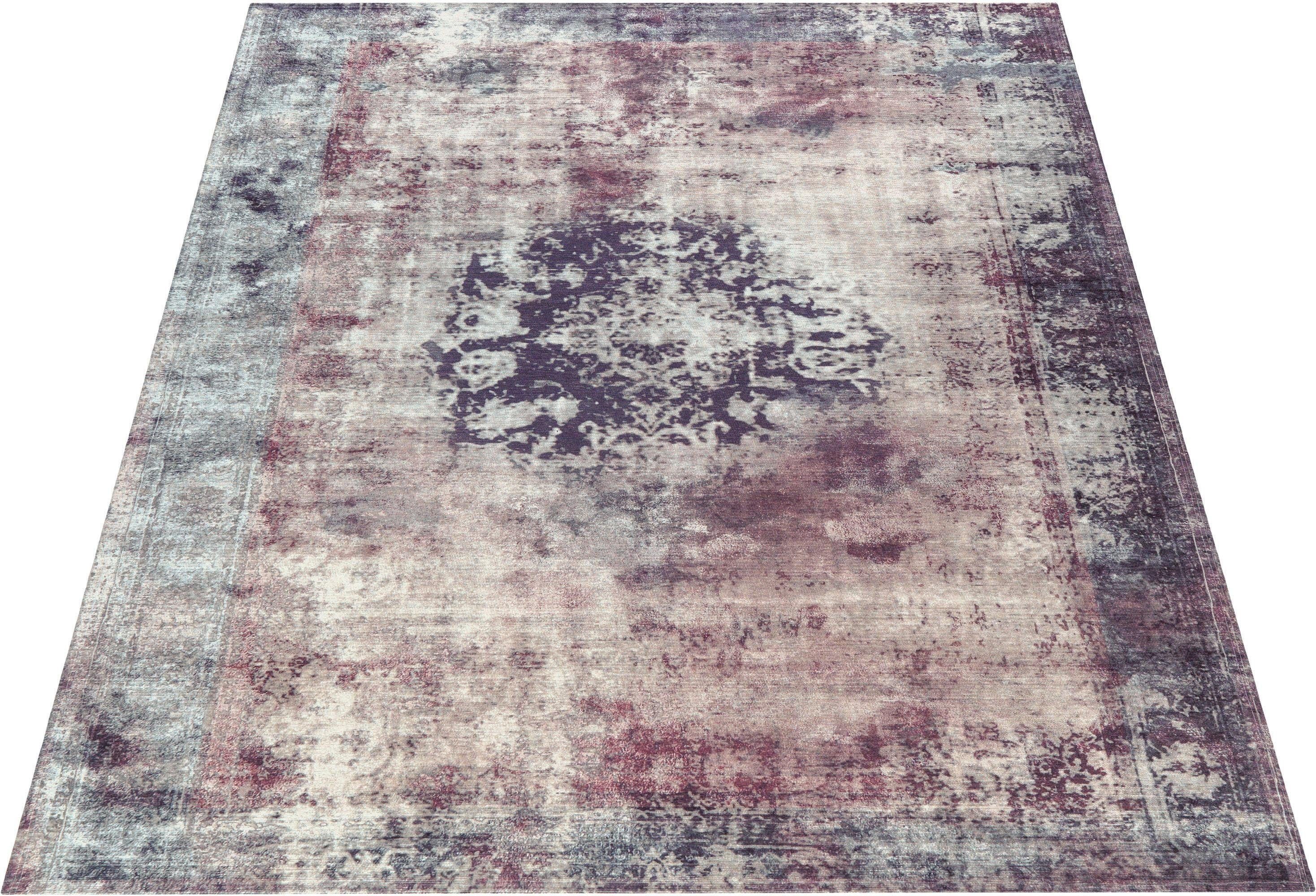 my home Vloerkleed Nelio Vintage-design, used look, korte pool, vloerkleed met randdessin