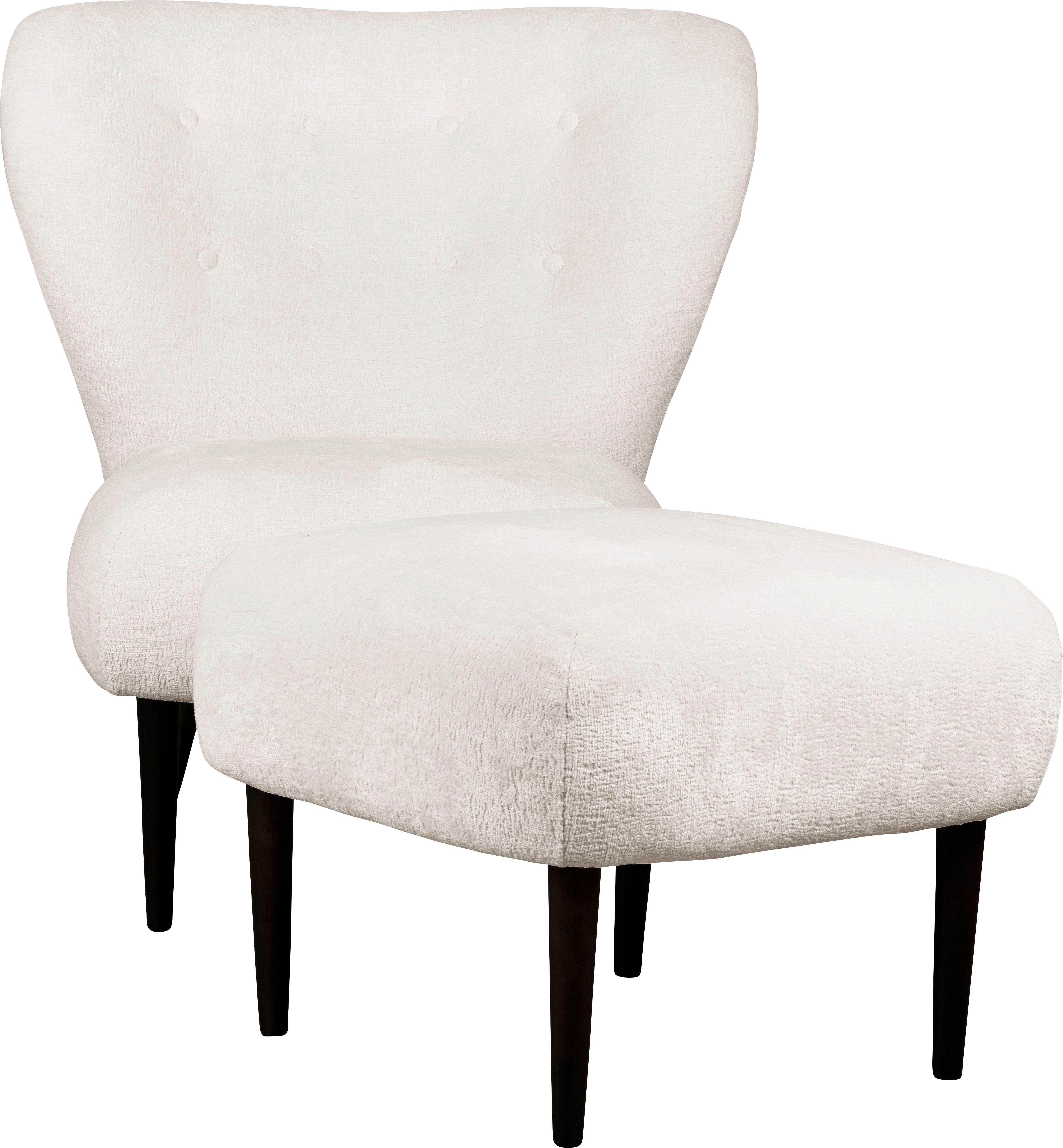 LeGer Home by Lena Gercke Fauteuil Dinah Knoopdetails op de achterkant, naar keuze met of zonder poef/voetenbank