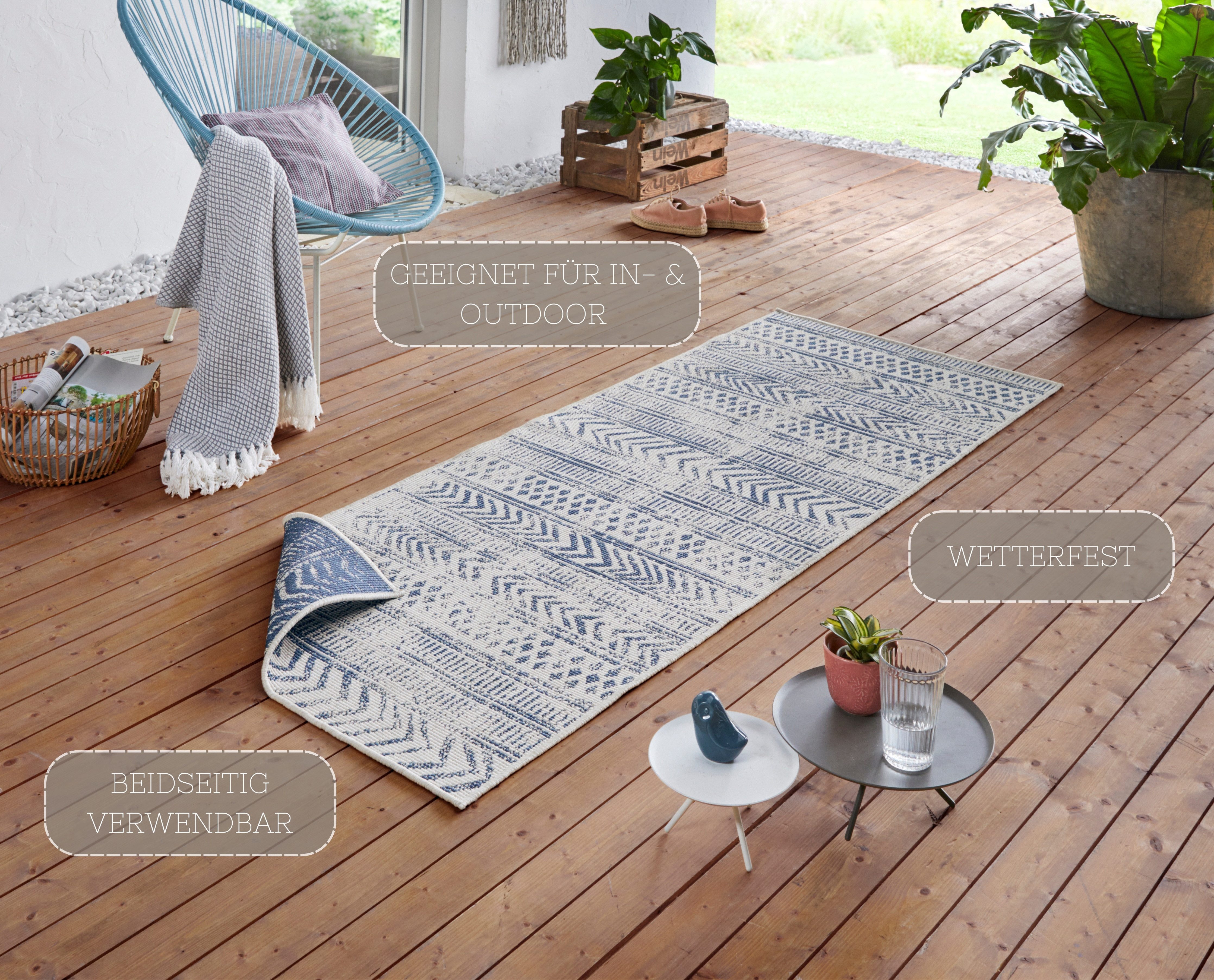 HANSE Home Vloerkleed BIRI tweezijdig te gebruiken kleed Binnen- en buitengebruik, weerbestendig, balkon, loper, woonkamer, waterbestendig, boho