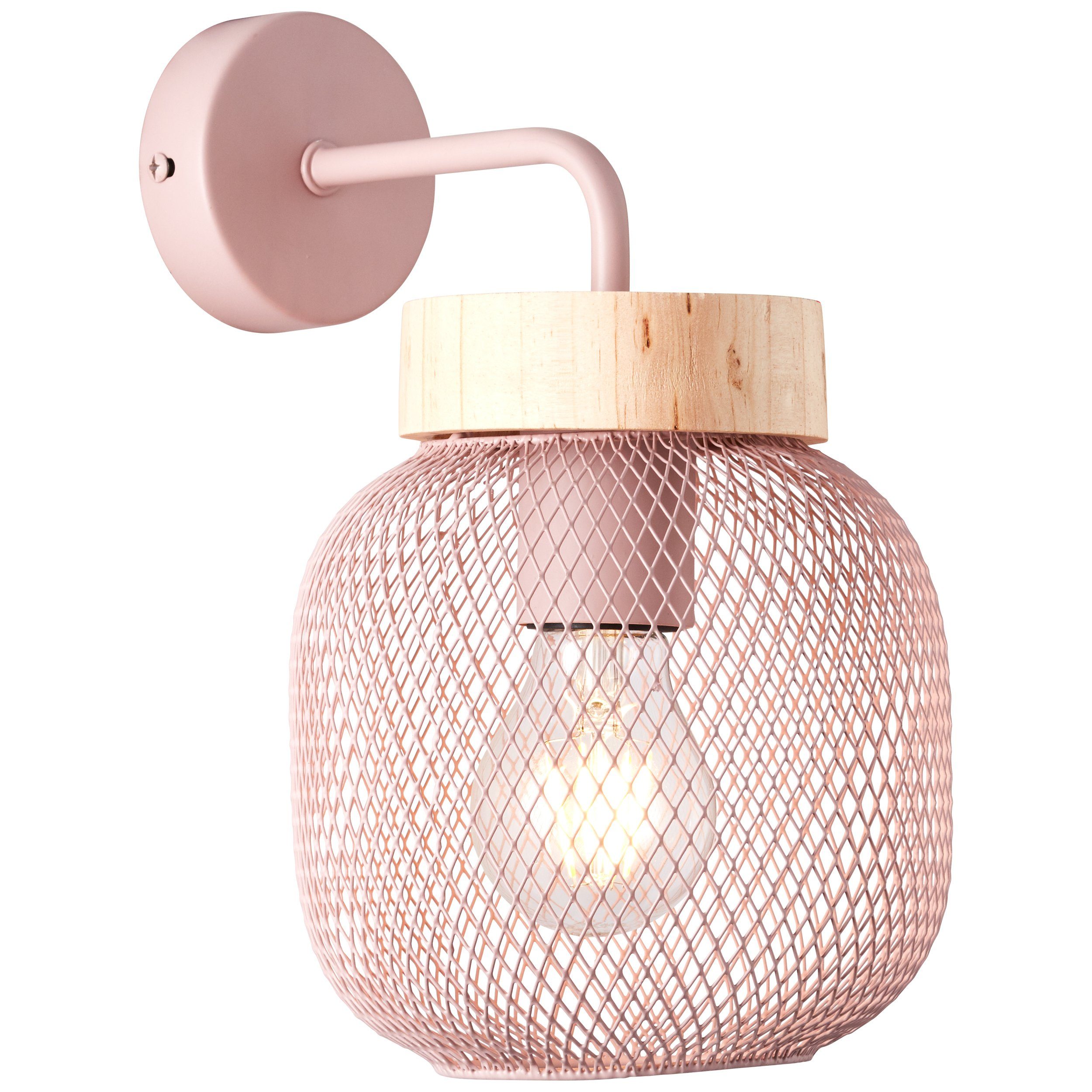 Brilliant Leuchten Wandlamp Giada Wandlamp, hoogte 26,5 cm, 1x E27, metaal/hout (1 stuk)