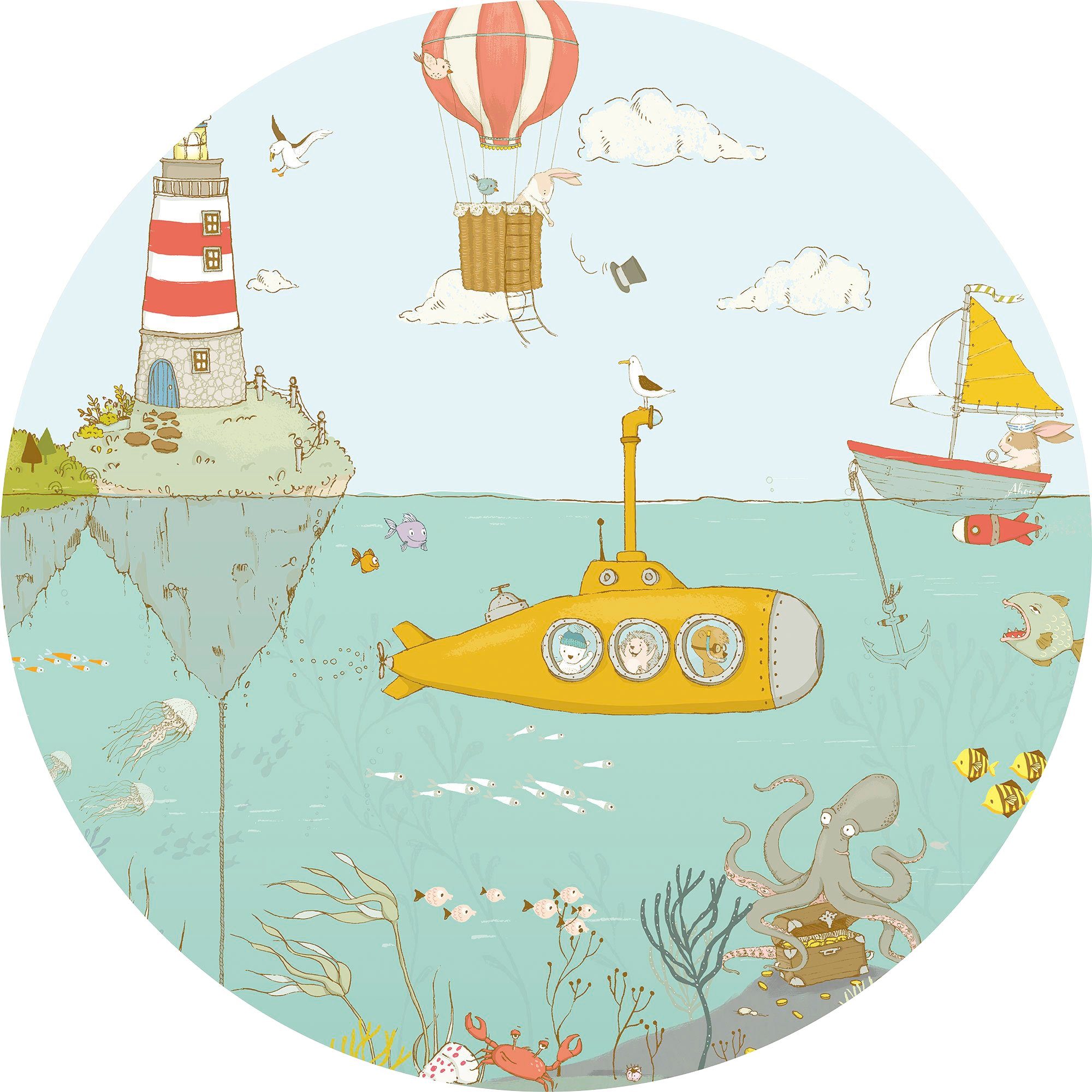 Komar Fotobehang Zelfklevend vlies - Underwater - Afmeting 125 x 125 cm (1 stuk)