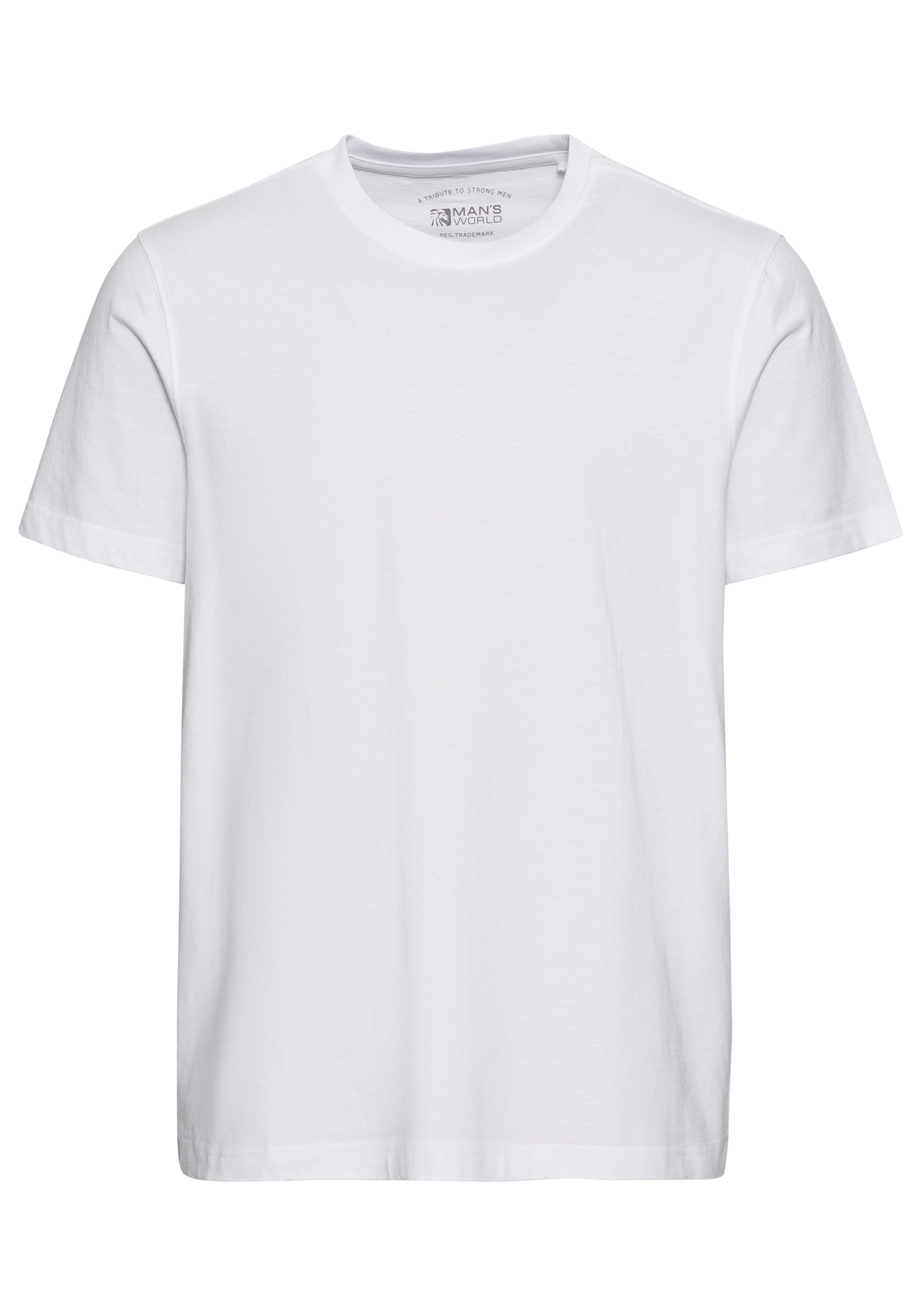 Man's World Shirt met ronde hals Korte mouw, effen kleur, ronde hals, van katoen(2-delig, Set van 2)