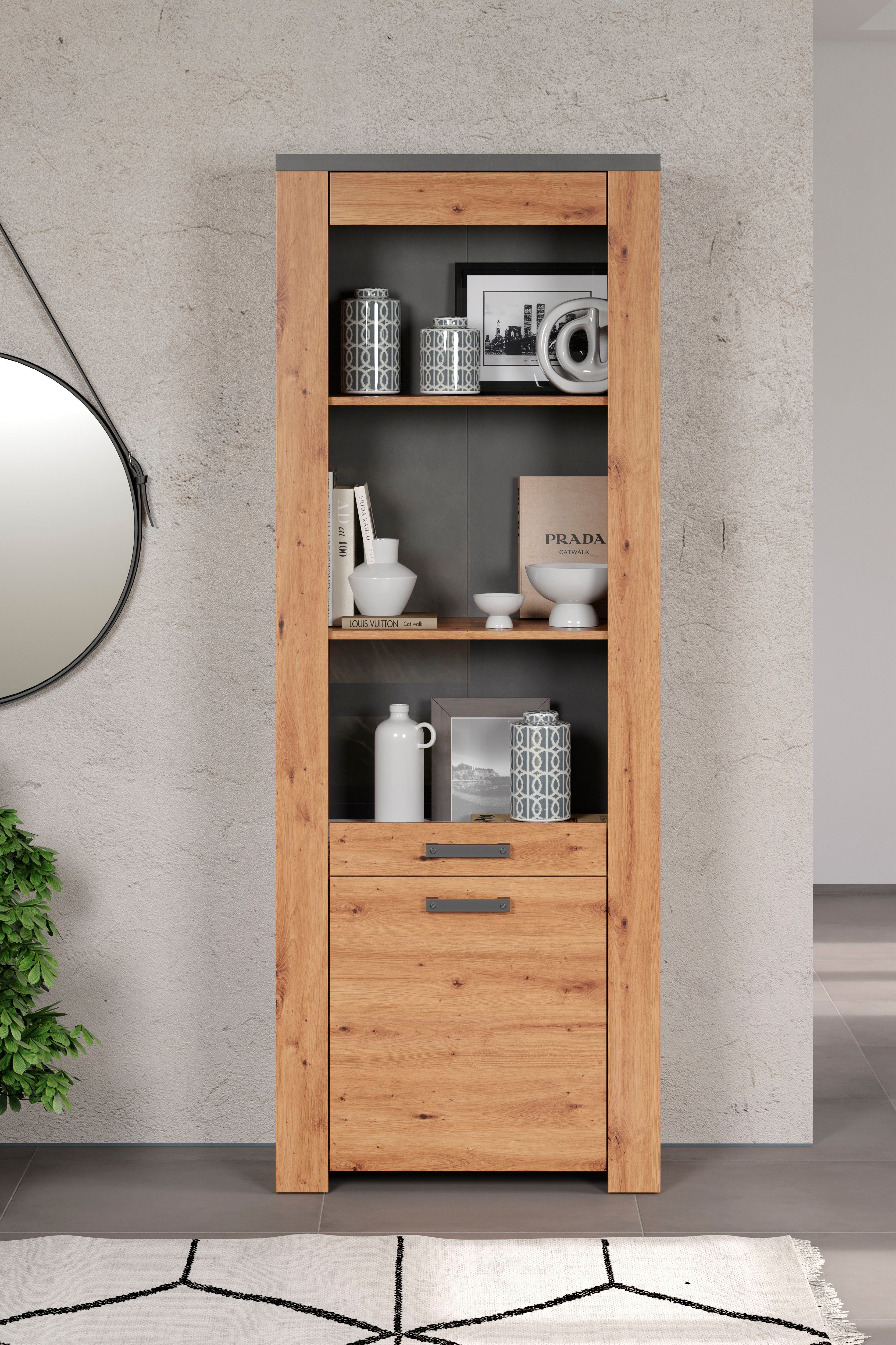 Home affaire Vitrinekast Ambres met glasdeur, breedte 73 cm, draairichting links of rechts (1 stuk)