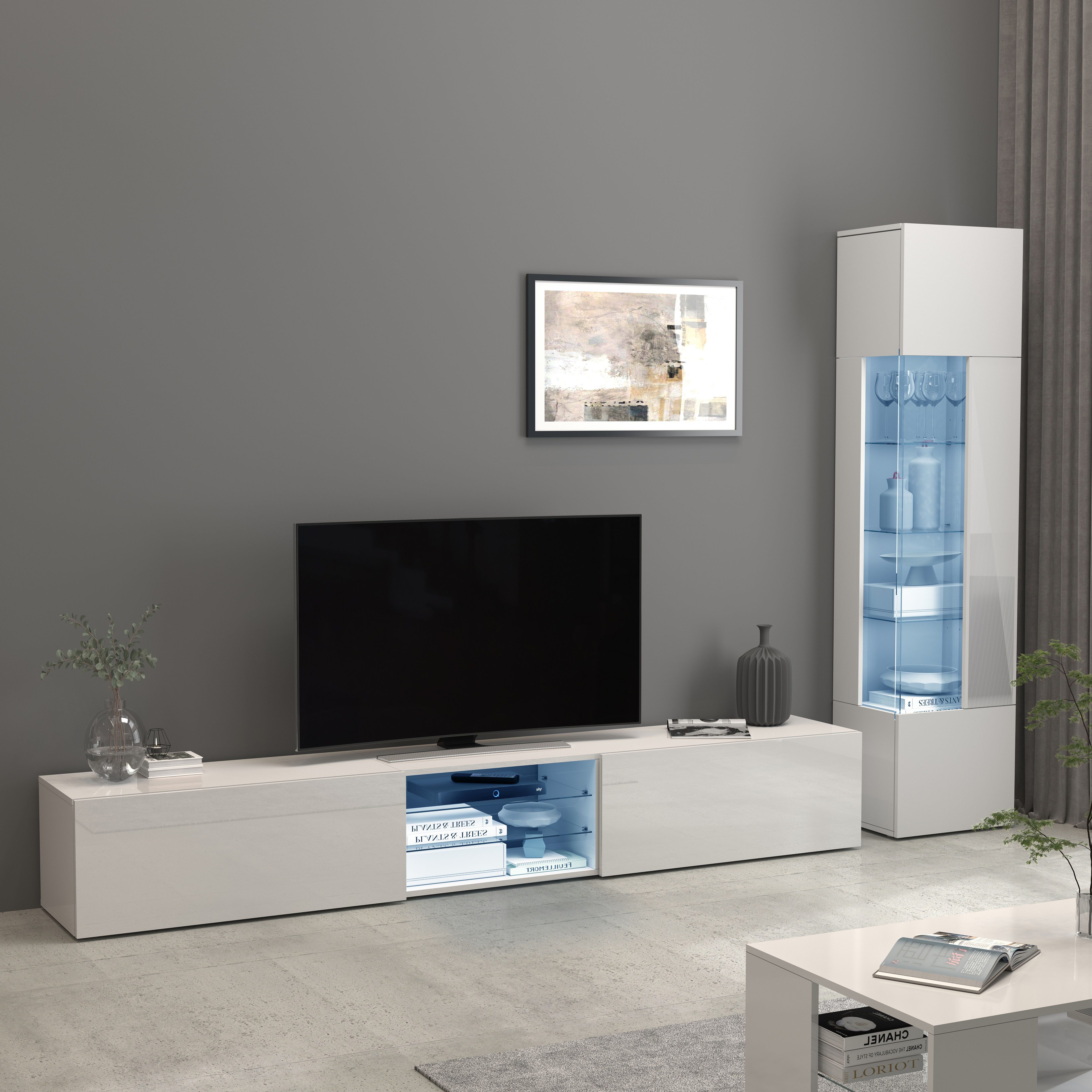 INOSIGN Vitrinekast Egypt volledig hoogglans gelakt, 1 glazen deur met 3 glazen planken