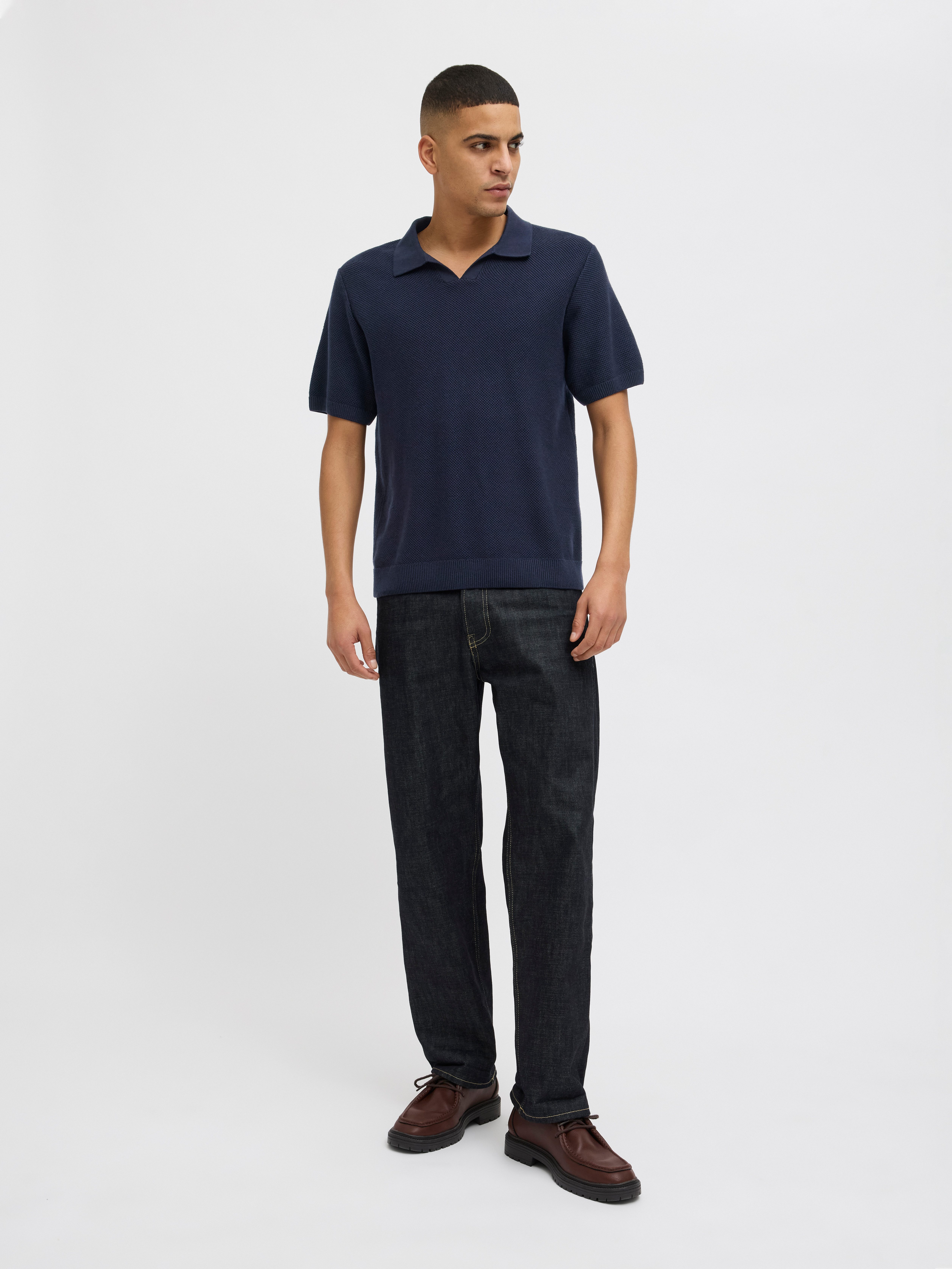 Jack & Jones Trui met ronde hals JPRCCEASTON KNIT SPLIT NECK SS SN