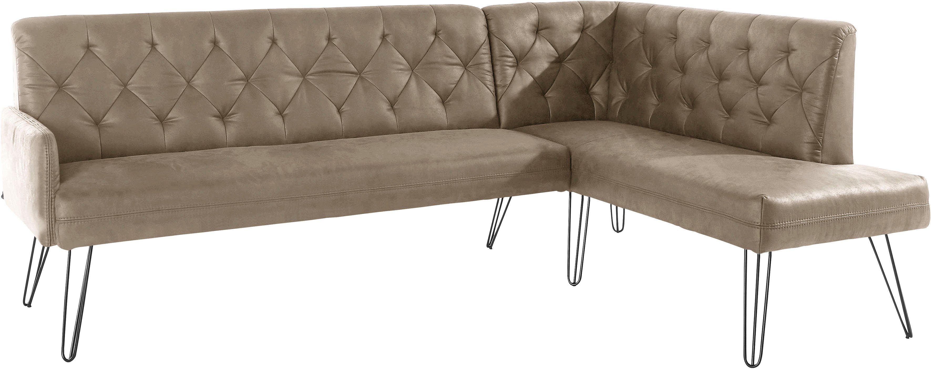 exxpo - sofa fashion Hoekbank Doppio, Chesterfield look, comfortabel en handig, hoge designvoeten