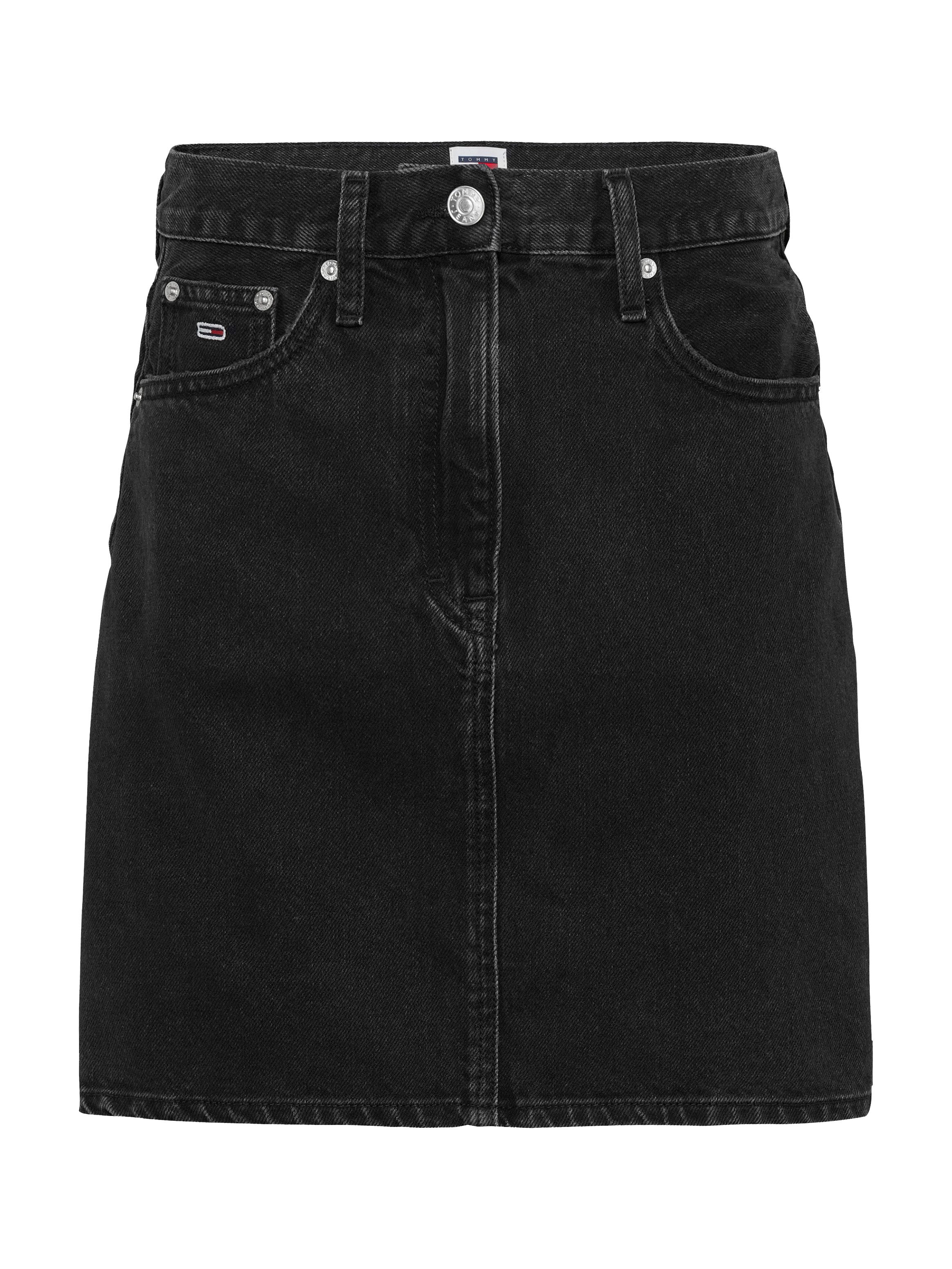 TOMMY Jeans rok MOM SKIRT BI8080 in zwarte was, in mini-lengte