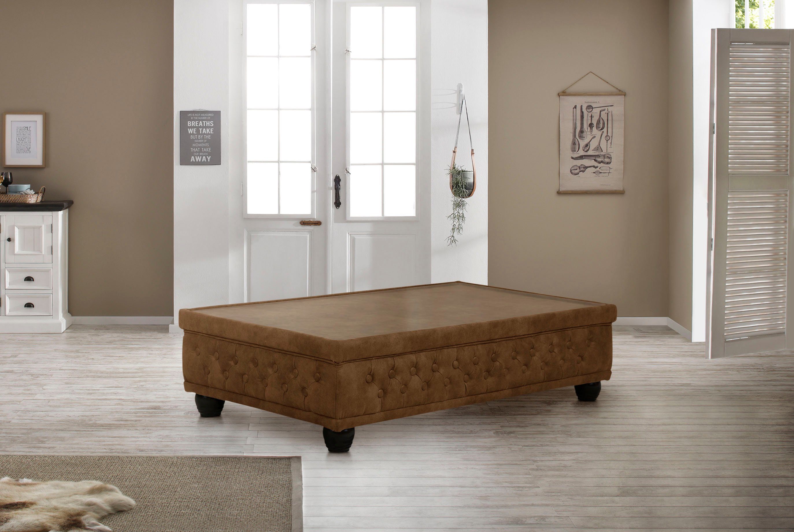 Home affaire Salontafel Rysum passend bij de meubelcollectie "rysum", met glasplaat salontafels maat Luxe-microvezel in leer-look bruin
