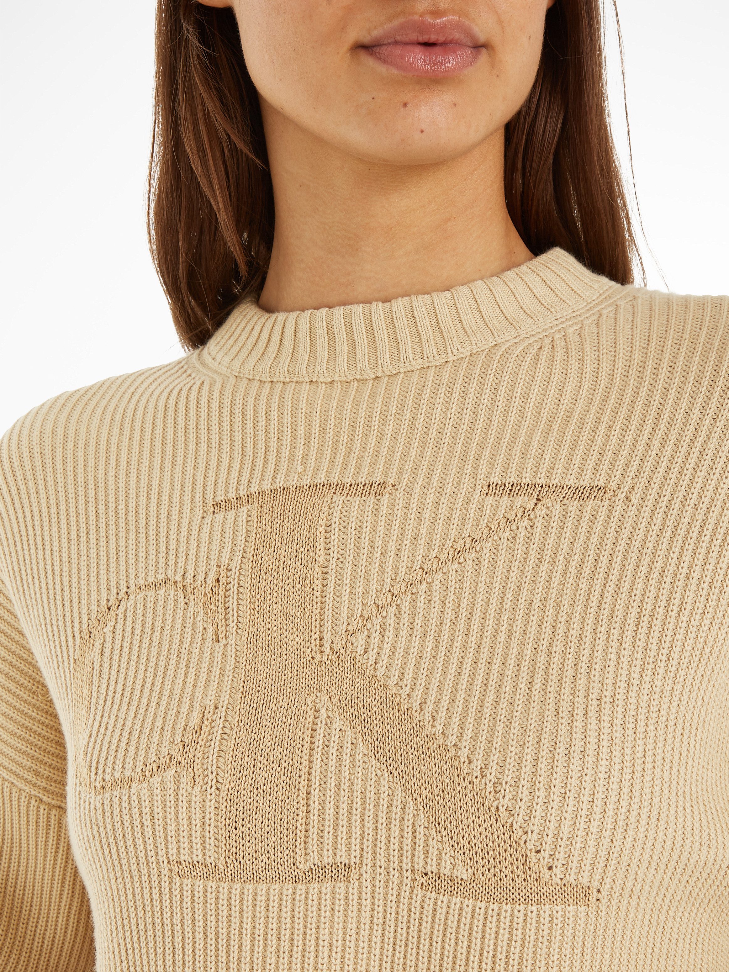 Calvin Klein Trui met staande kraag LOGO INTARSIA REGULAR SWEATER