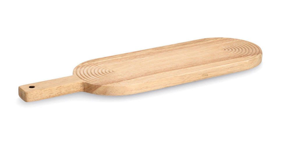 Zeller Present Snijplank m. handgreep "Strepen", rubberboom (1 stuk)