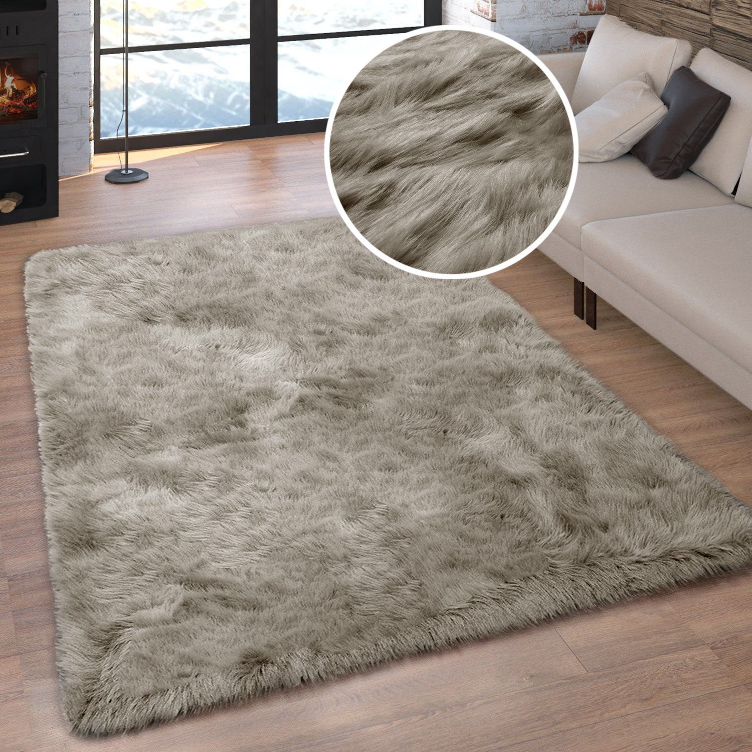 my home Hoogpolig vloerkleed Valeria schapenvacht tapijt knuffelig Imitatiebont, zachte vloerkleden, woonkamer, slaapkamer, eetkamer moderne