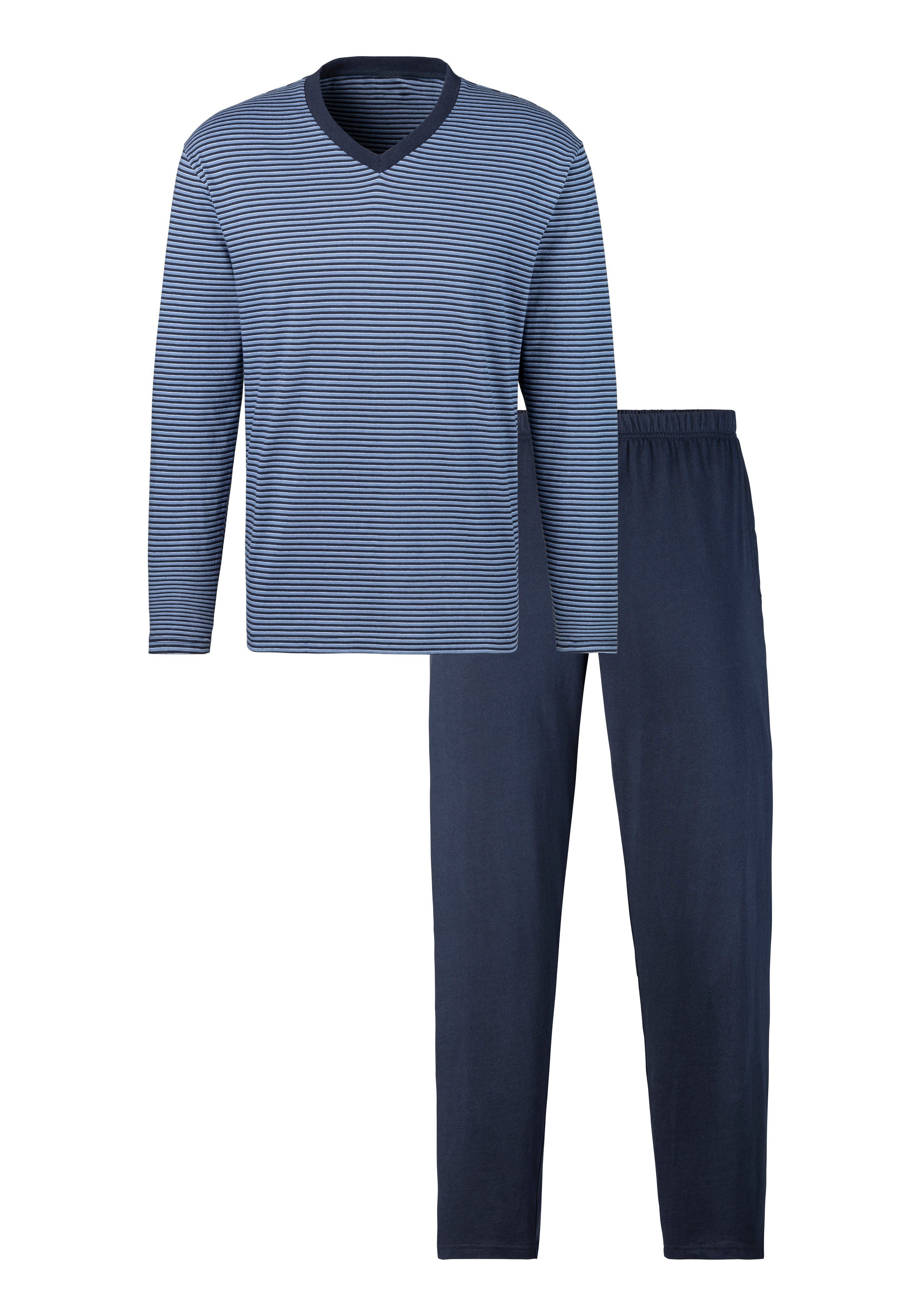 le jogger® Pyjama Pyjama met garenverfde strepen (4-delig, Set van 2)