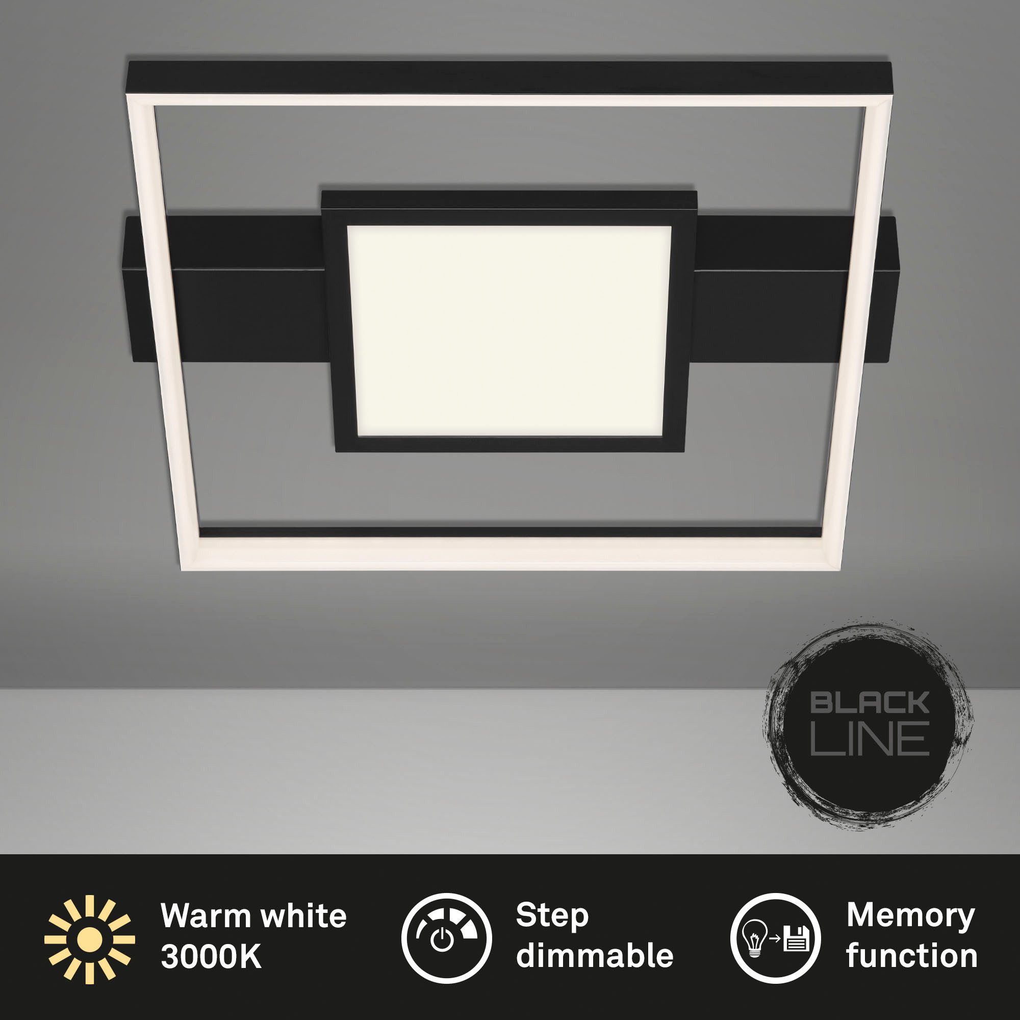 Briloner Leuchten Led-plafondlamp LED plafondlamp met middenverlichting, zwart, 1xLED/38W