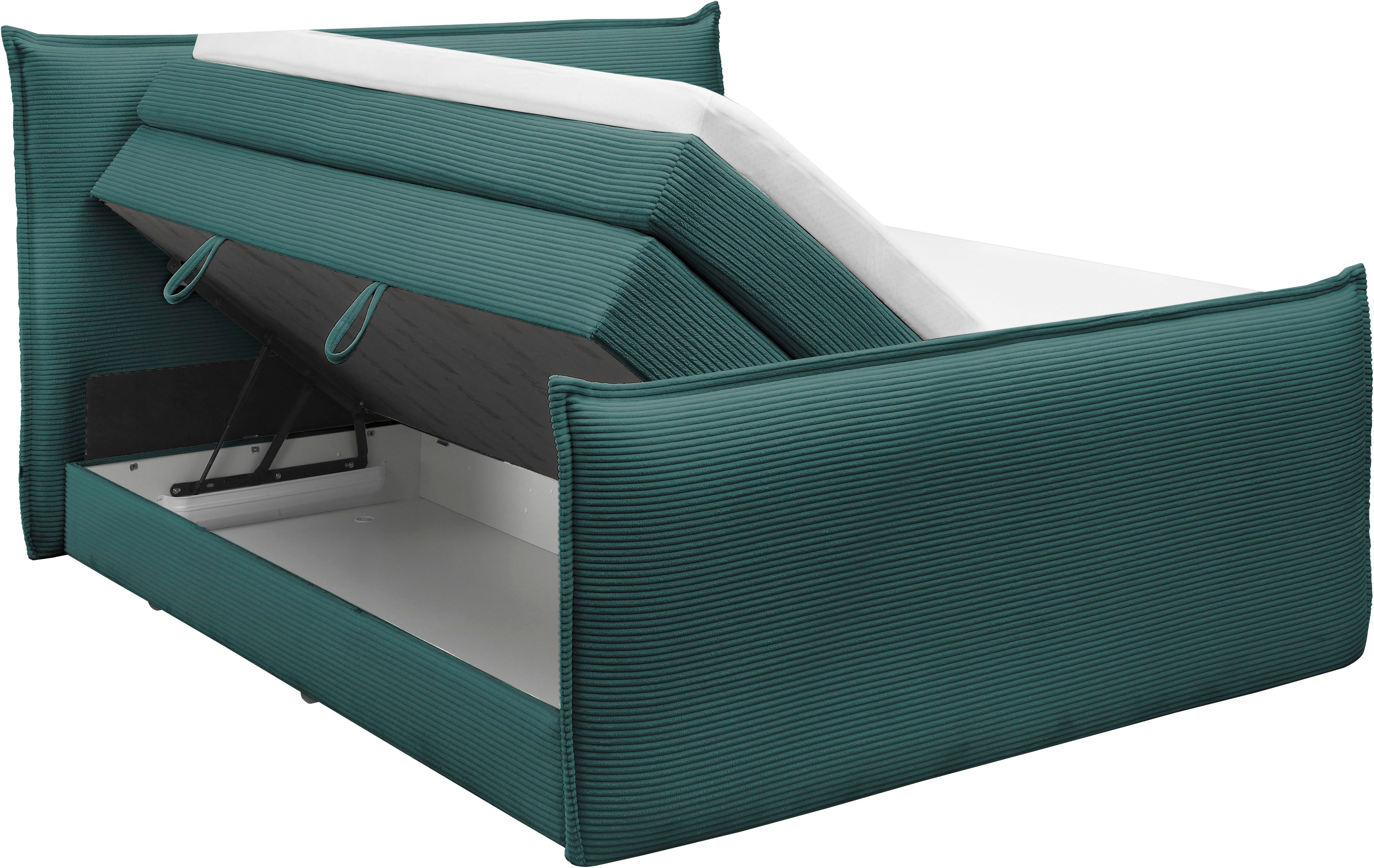 set one by Musterring Boxspring Florida in moderne cord bekleding, met bedlade, in 3 maten verkrijgbaar