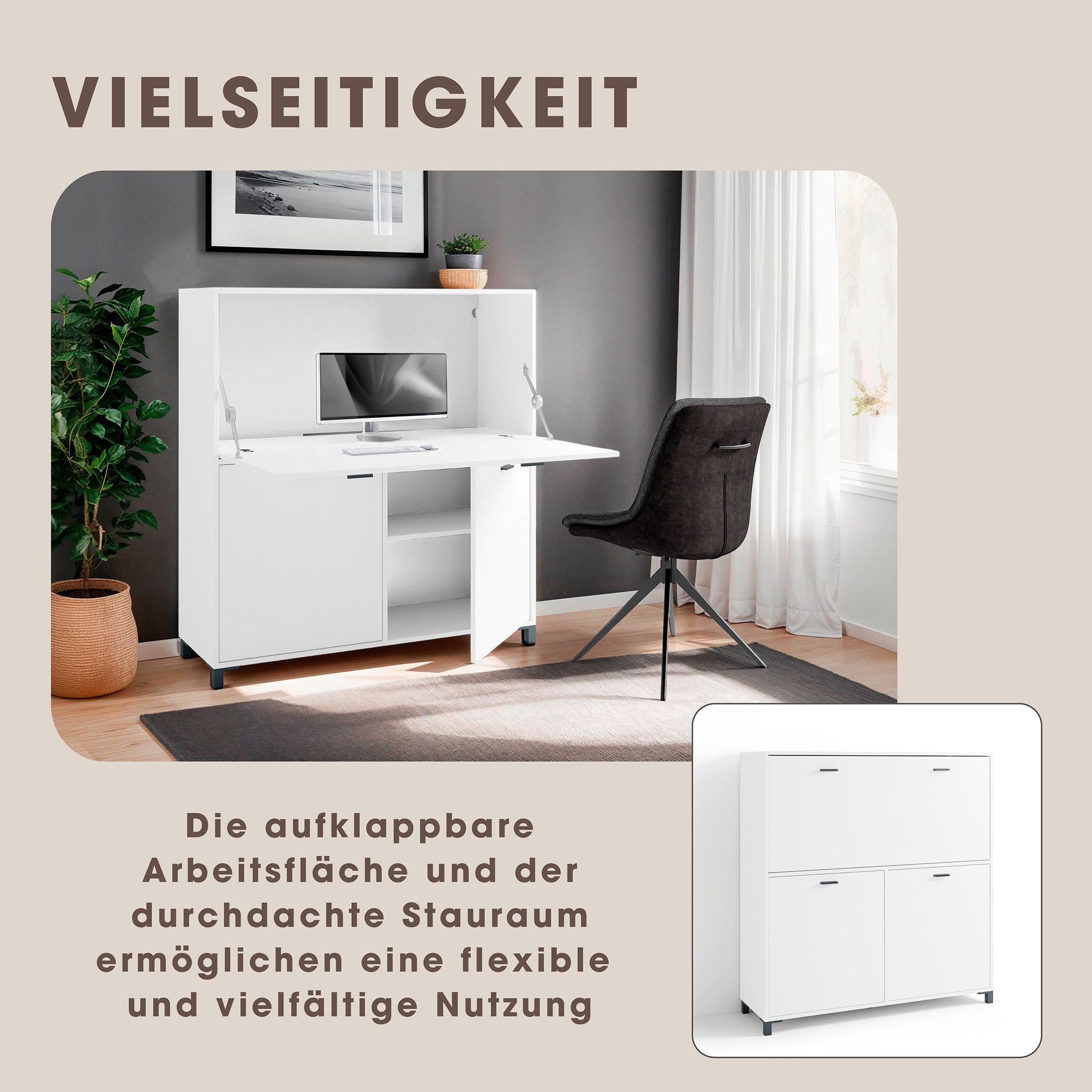 byLIVING Secretaire Montana ruimtebesparende werkoplossing met veel opbergruimte, breedte 120 cm