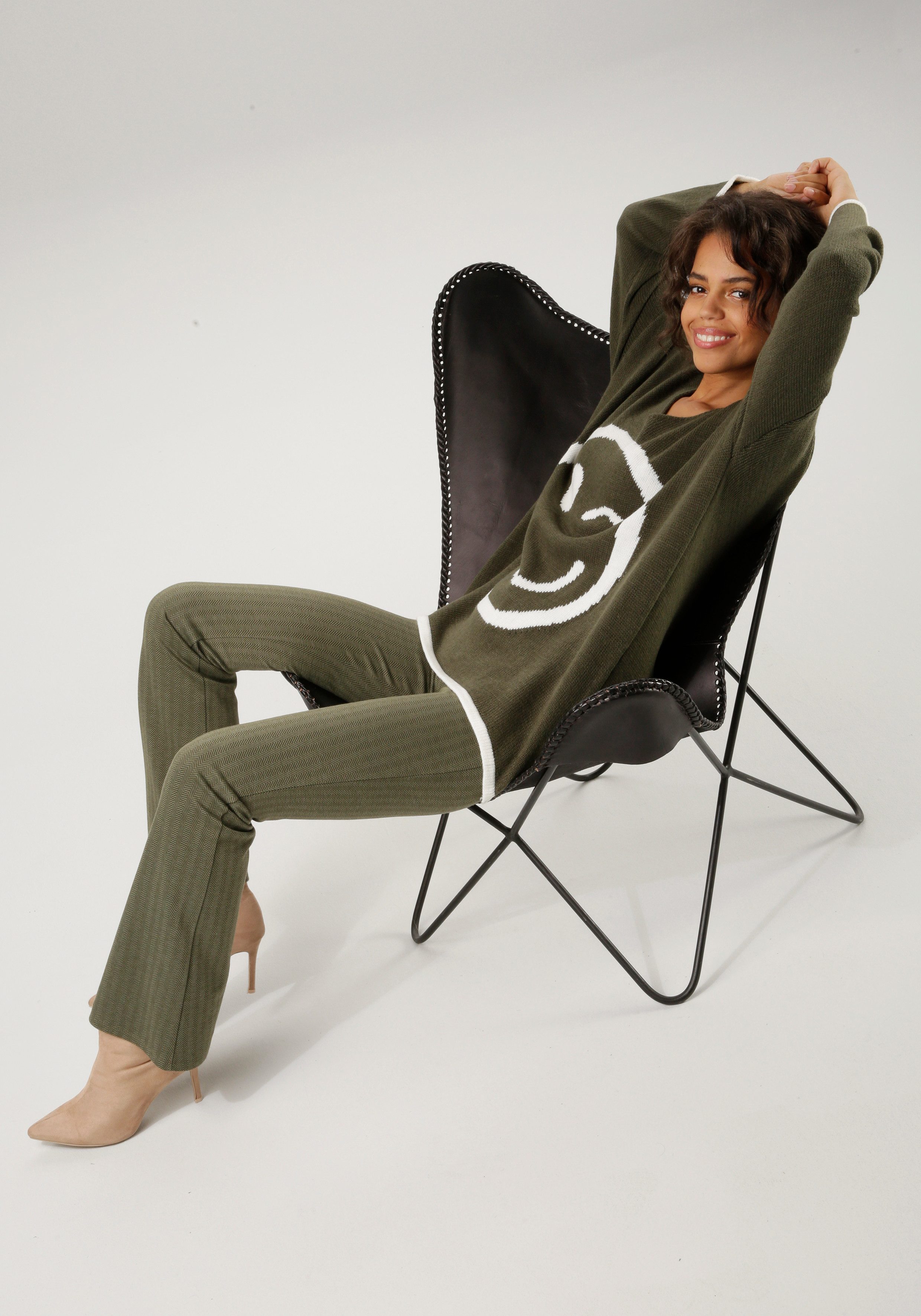 Aniston CASUAL Gebreide trui met gebreid smiley