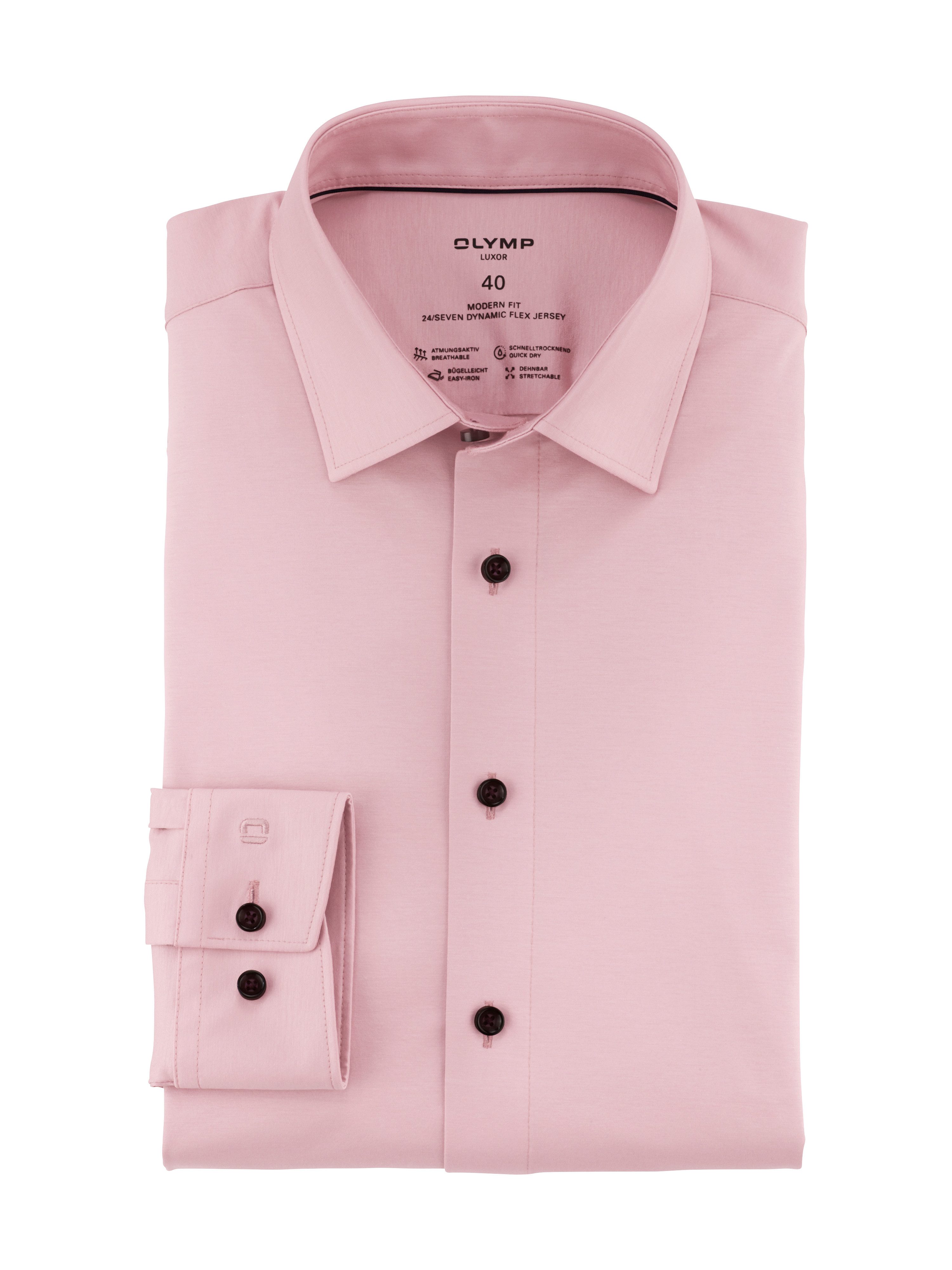 OLYMP Overhemd met lange mouwen Luxor 24/Seven modern fit jersey shirt met geurremmende materiaaleigenschappen
