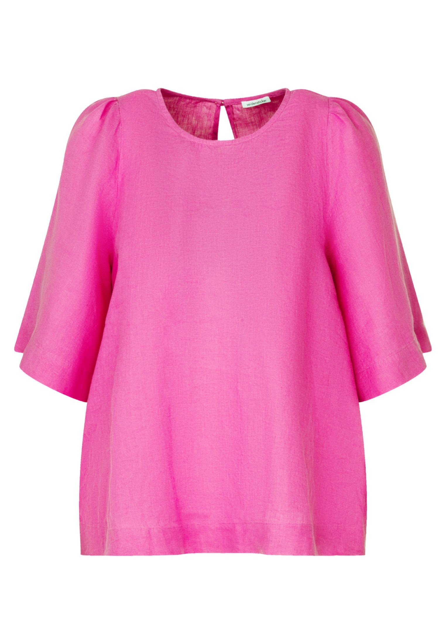 seidensticker Shirtblouse Zwarte roos Korte mouwen ronde hals uni