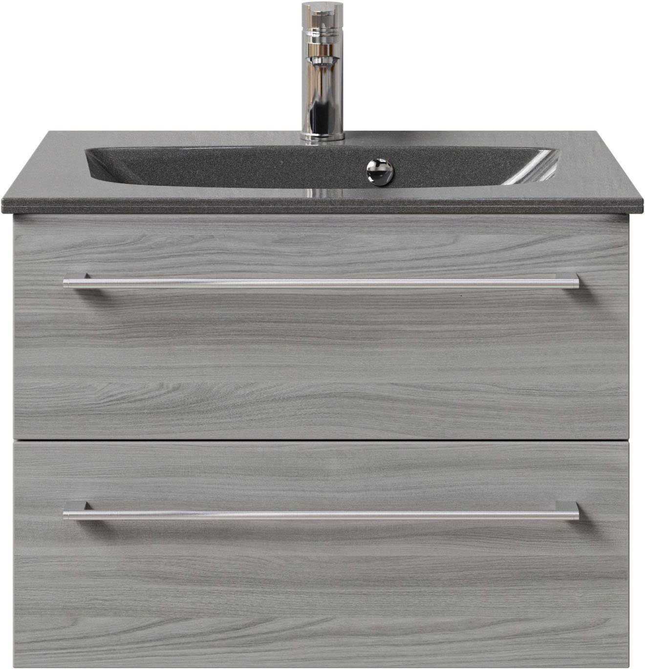 Saphir Wastafelonderkast Serie 6025 mineraalmarmeren wastafel met onderkast, 67 cm breed (2-delig)