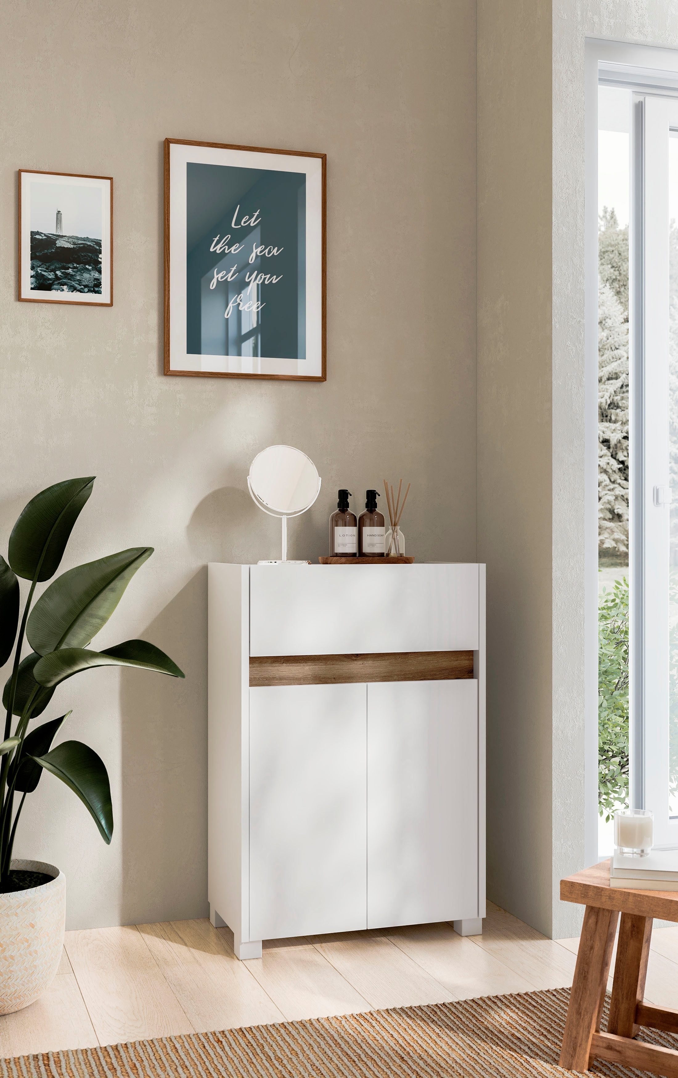 Schildmeyer Halfhoge kast Cosmo, breedte 56 cm Grepenloze deuropening, traverse in wilde eik decor
