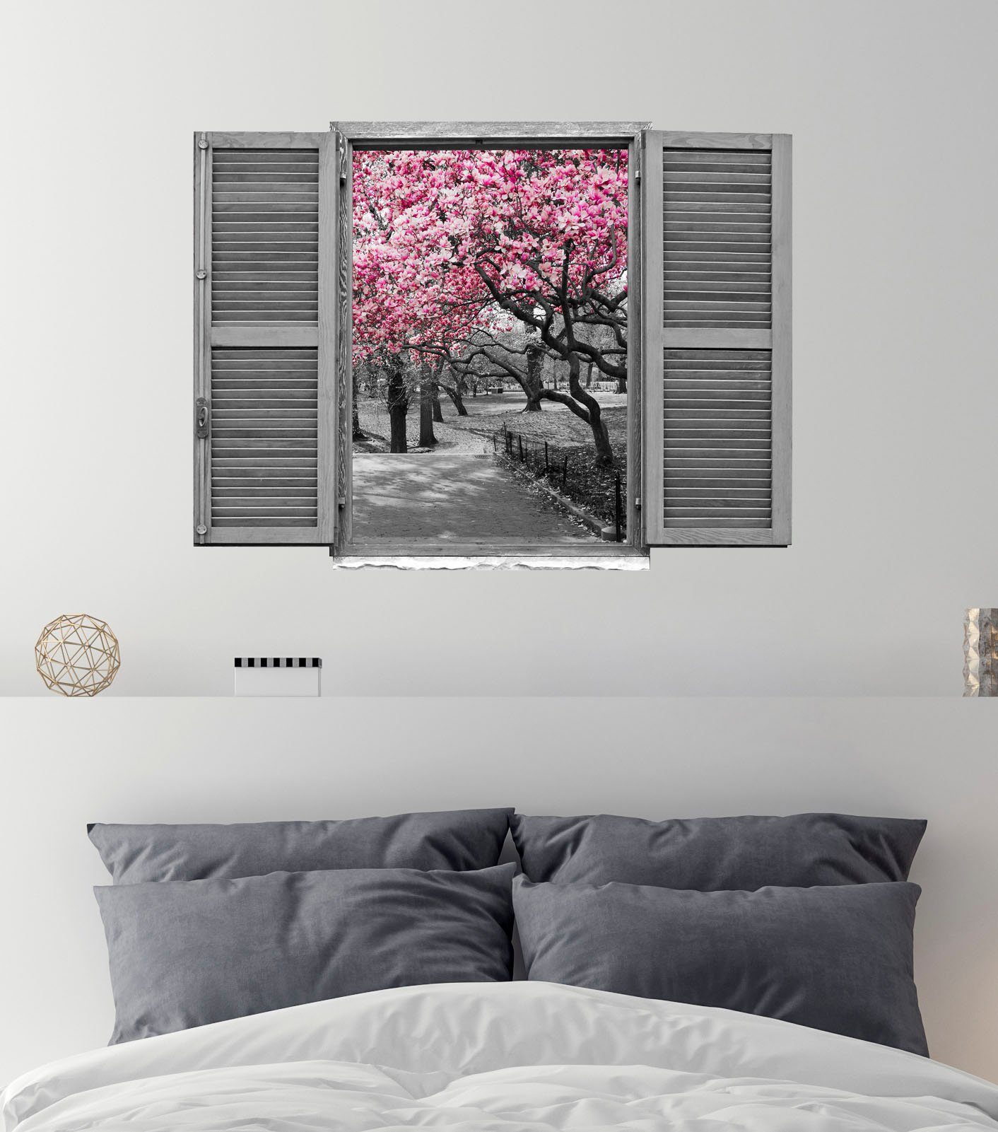 queence Wandfolie Park Muursticker, muurdecoratie, zelfklevend, 3D, raam (1 stuk)