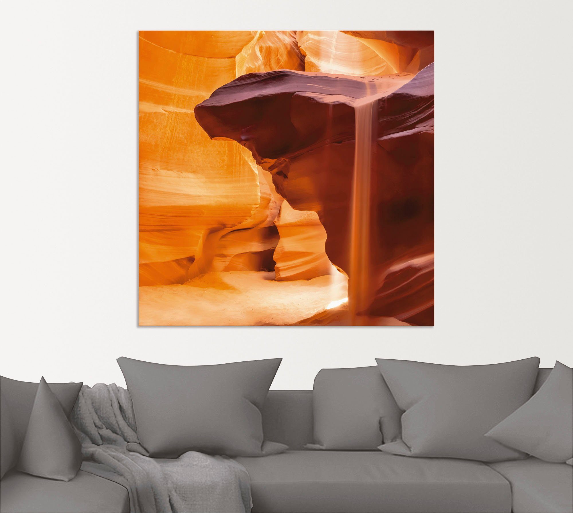 Artland Artprint Antelope Canyon zandstorm als artprint van aluminium, artprint op linnen, muursticker of poster in verschillende maten