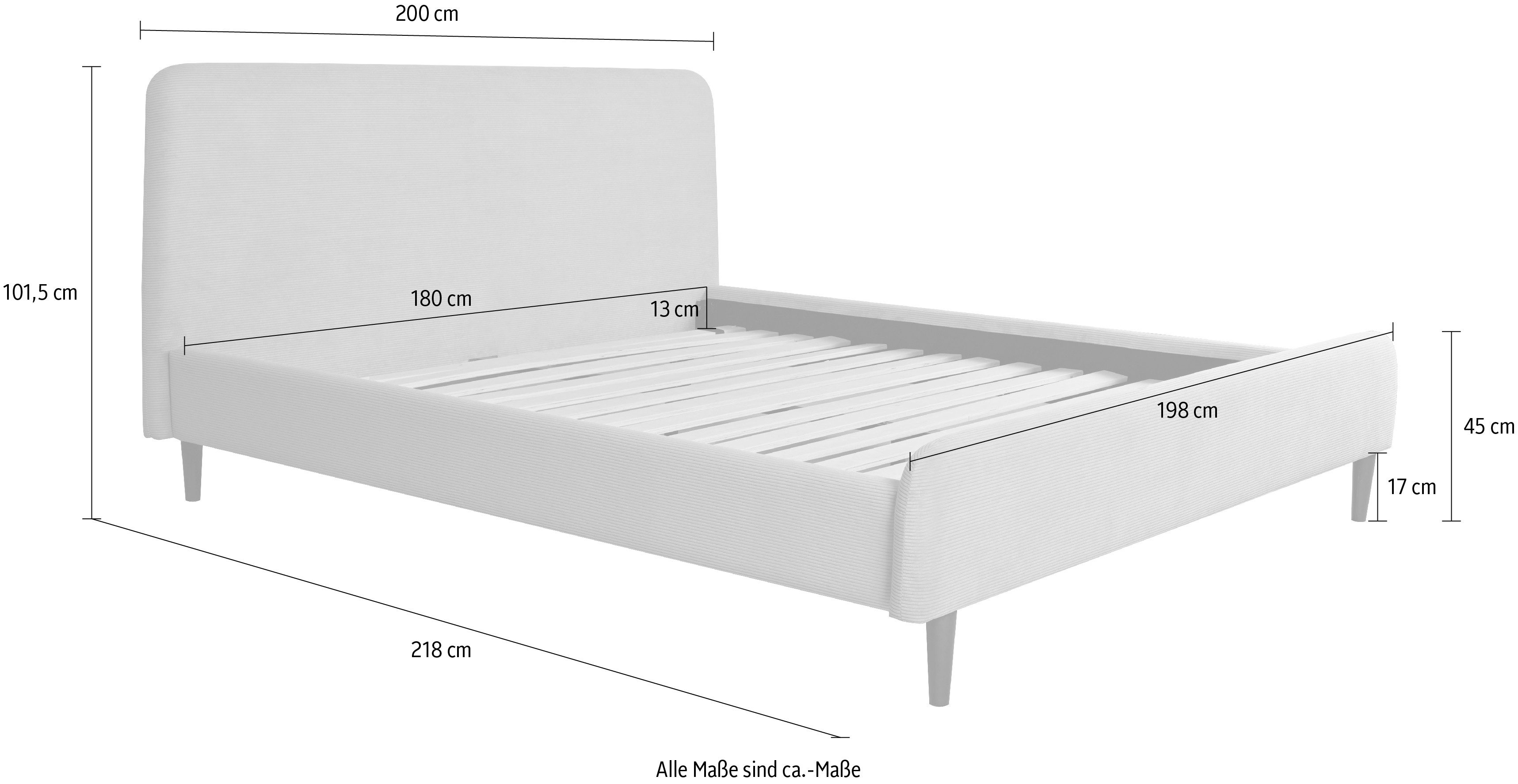 Home affaire Gestoffeerd bed Sambre inclusief lattenbodem, verkrijgbaar in 140 & 180 cm breedte