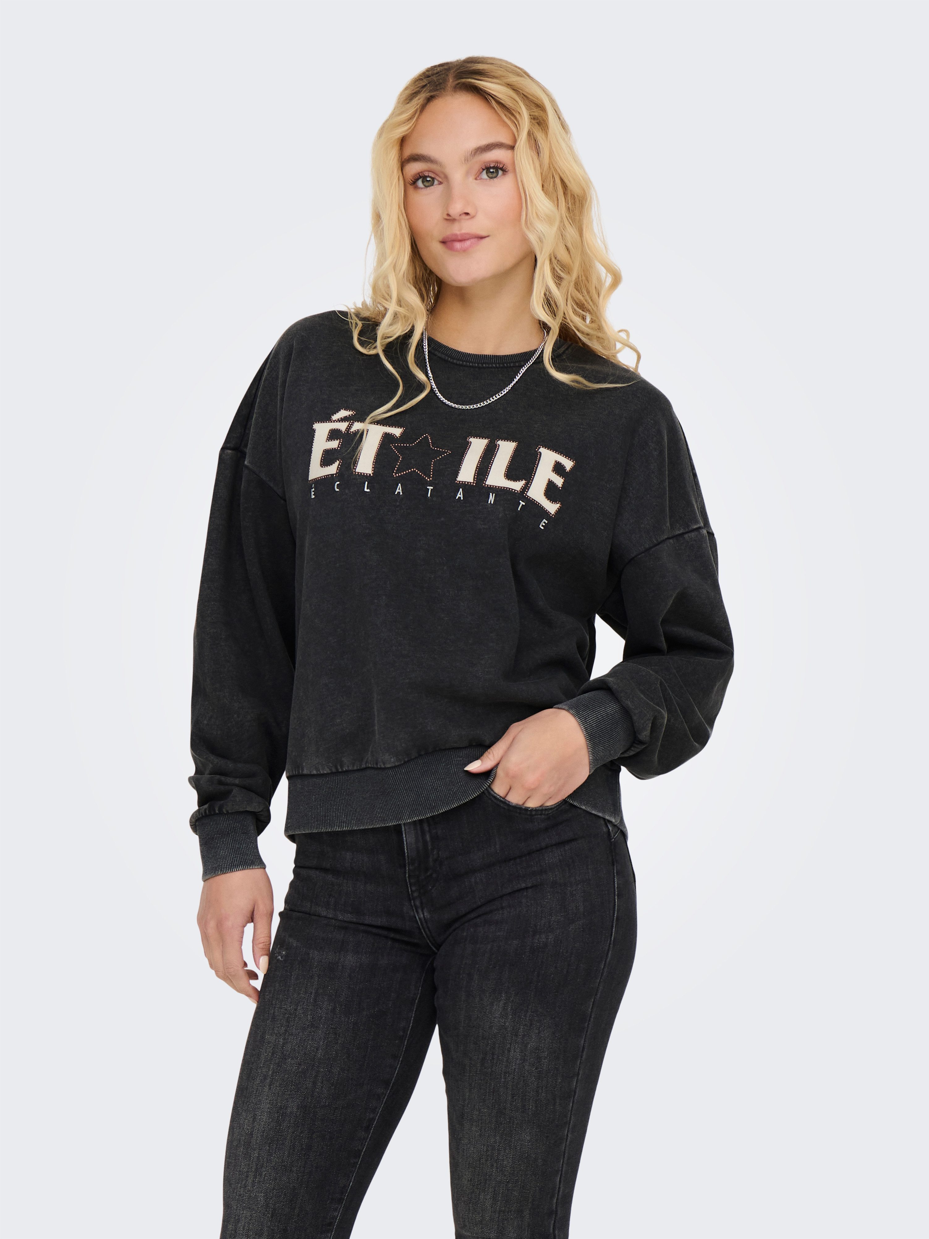 Only Sweatshirt ONLPENELOPE L/S BEADS O-NECK SWT