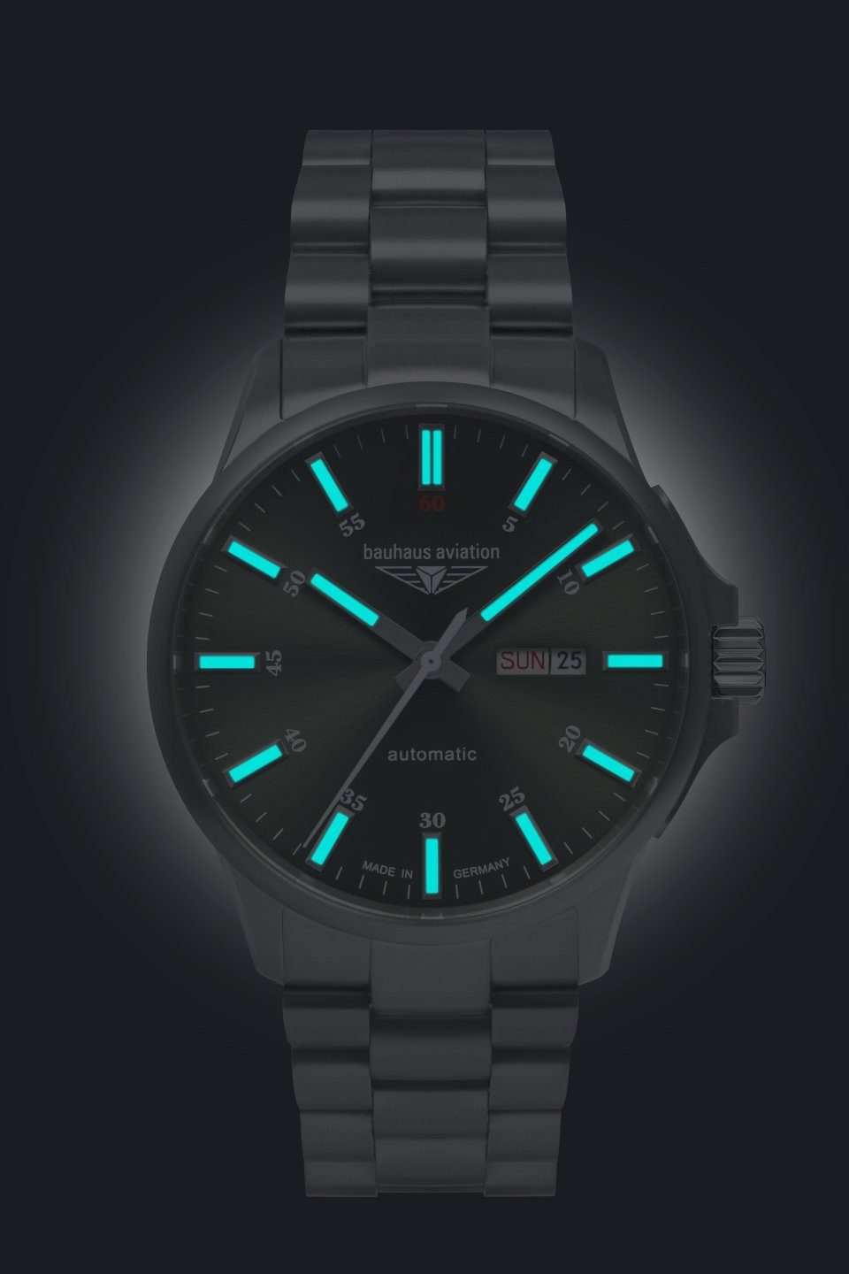 bauhaus Automatisch horloge Bauhaus aviation Horloge, herenhorloge, titanium, datum, saffierglas, Made in Germany