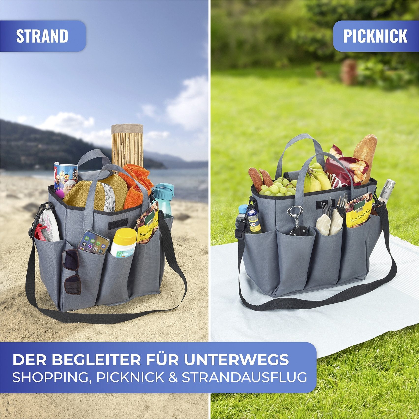 Maximex Organizer Universele caddy 8 zakken vouwbare draagtas voor thuis en onderweg, 15 liter