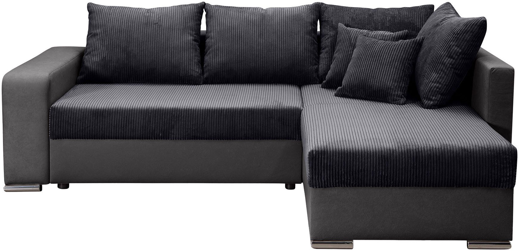 COLLECTION AB Hoekbank L-model Regalarmleuning met LED RGB verlichting, bedfunctie en bedbox