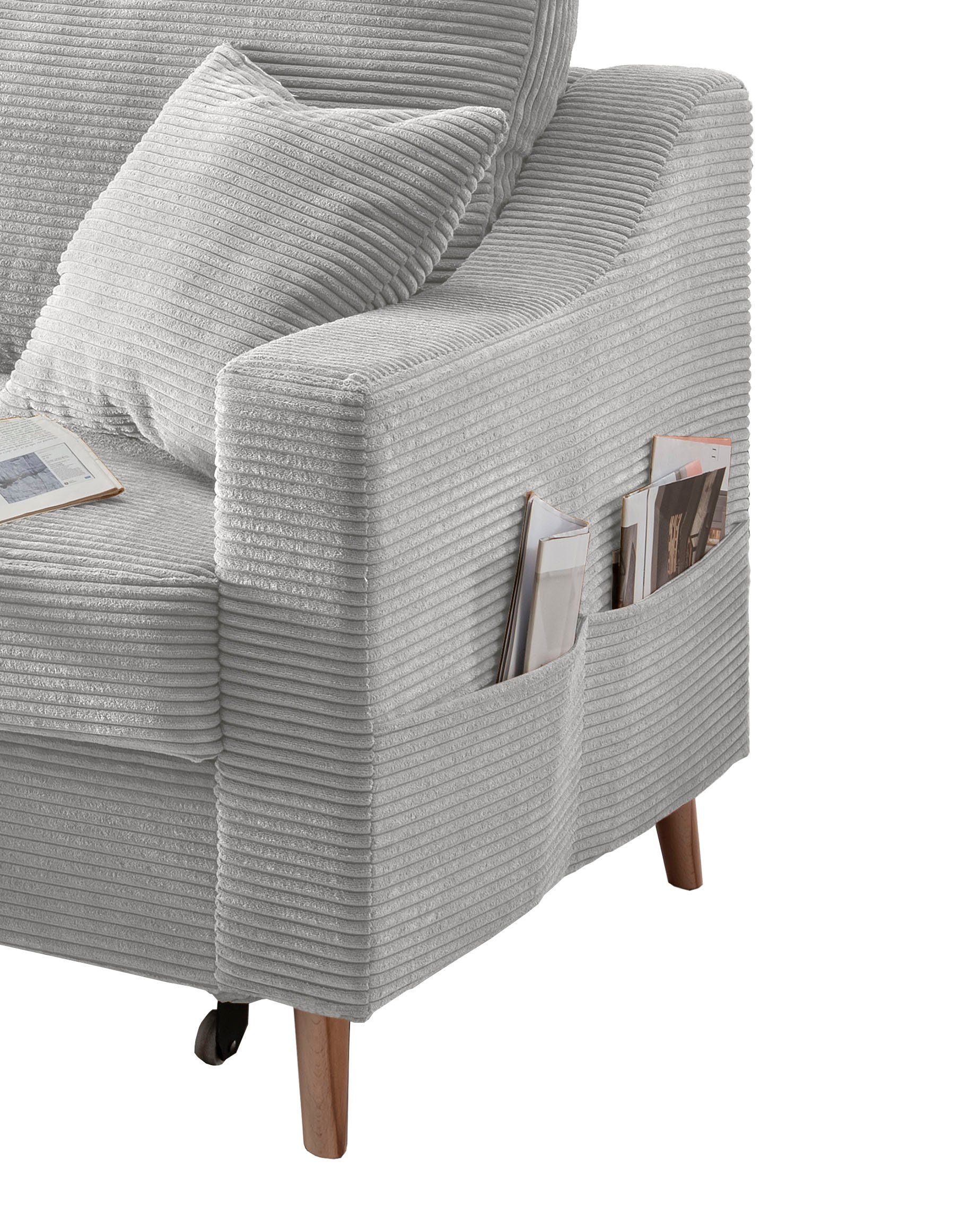INOSIGN Hoekbank Valentina L-vorm 2 sierkussens, met zijvak, uittrekbare matrasbodem, bedbox