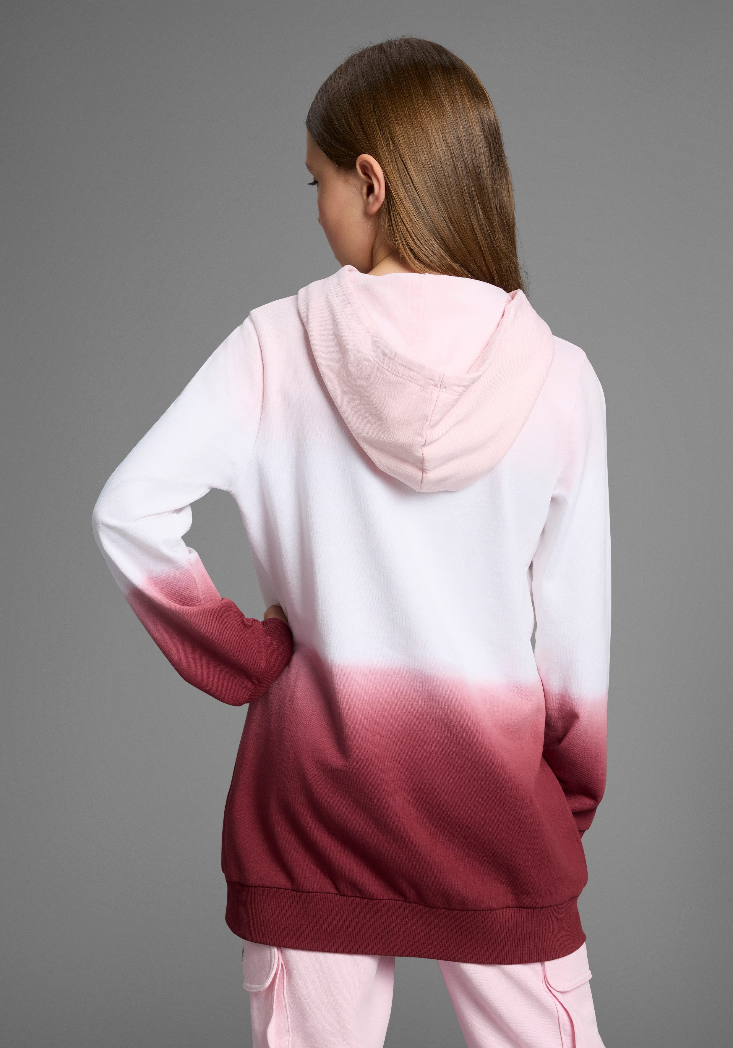 KangaROOS Hoodie , Lange sweatshirt met kleurverloop Lange mouwen met boorden, getailleerde snit, met logoprint