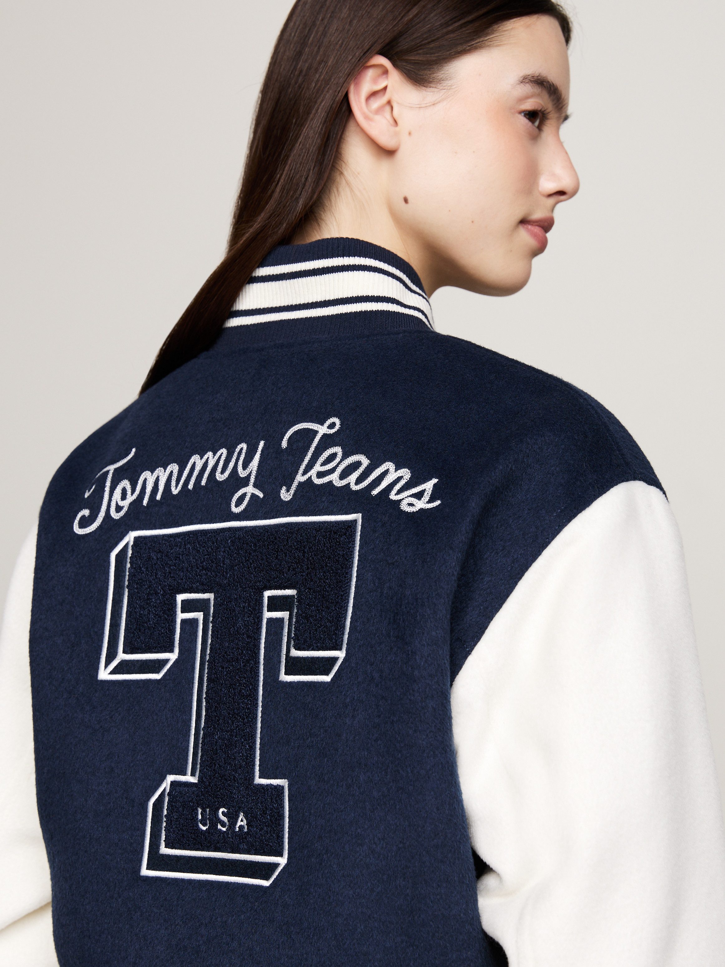 TOMMY JEANS Bomberjack met streep detail geborduurd logo