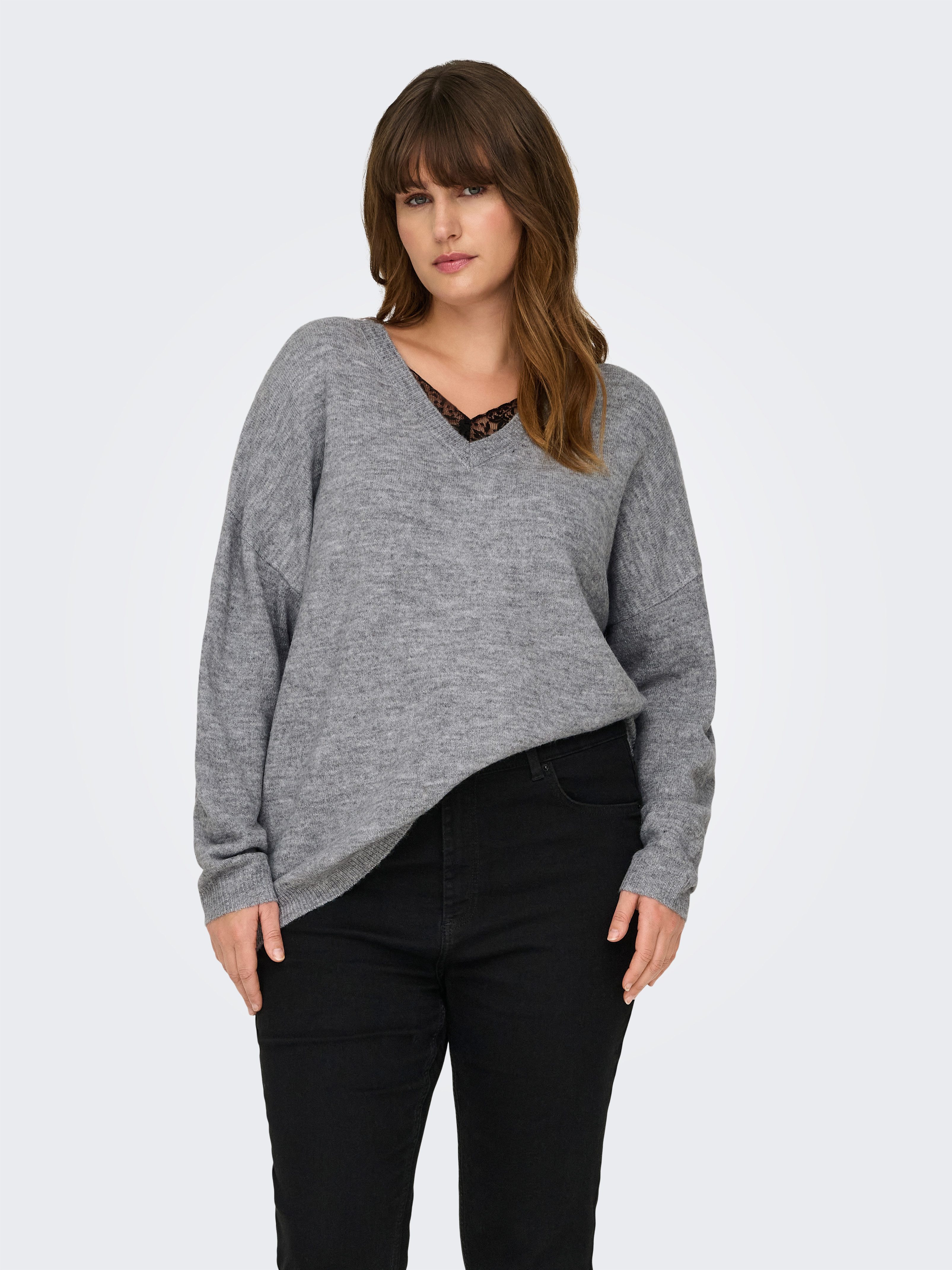 ONLY CARMAKOMA Gebreide trui CARMANIFESTA LS REVERS.PULLOVER KNT BF