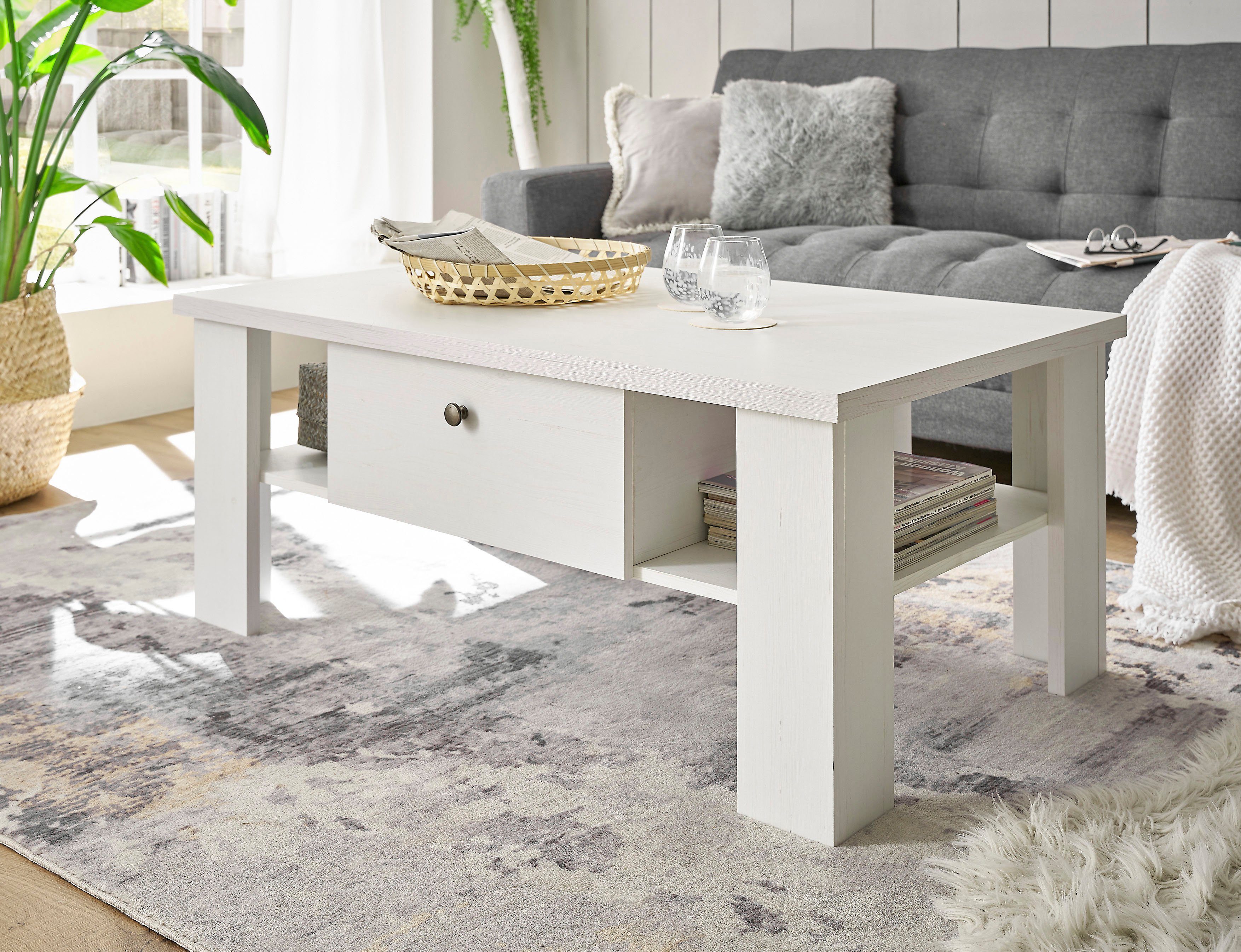 Home affaire Salontafel Ravenna in tijdloze landelijke stijl, breedte 107 cm, grepen van metaal
