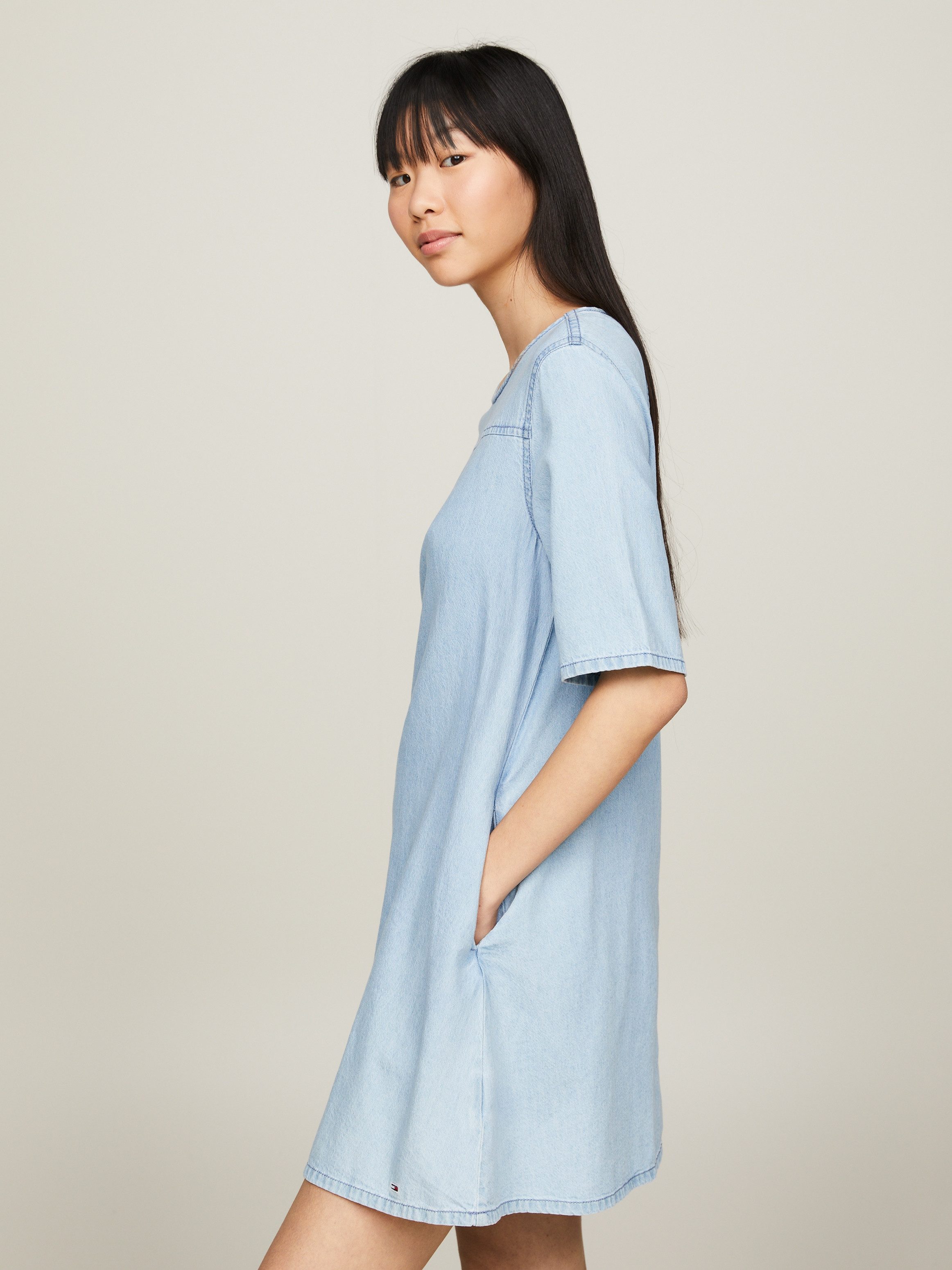 TOMMY JEANS Jurk in a-lijn TJW CHAMBRAY A-LINE SS DRESS EXT