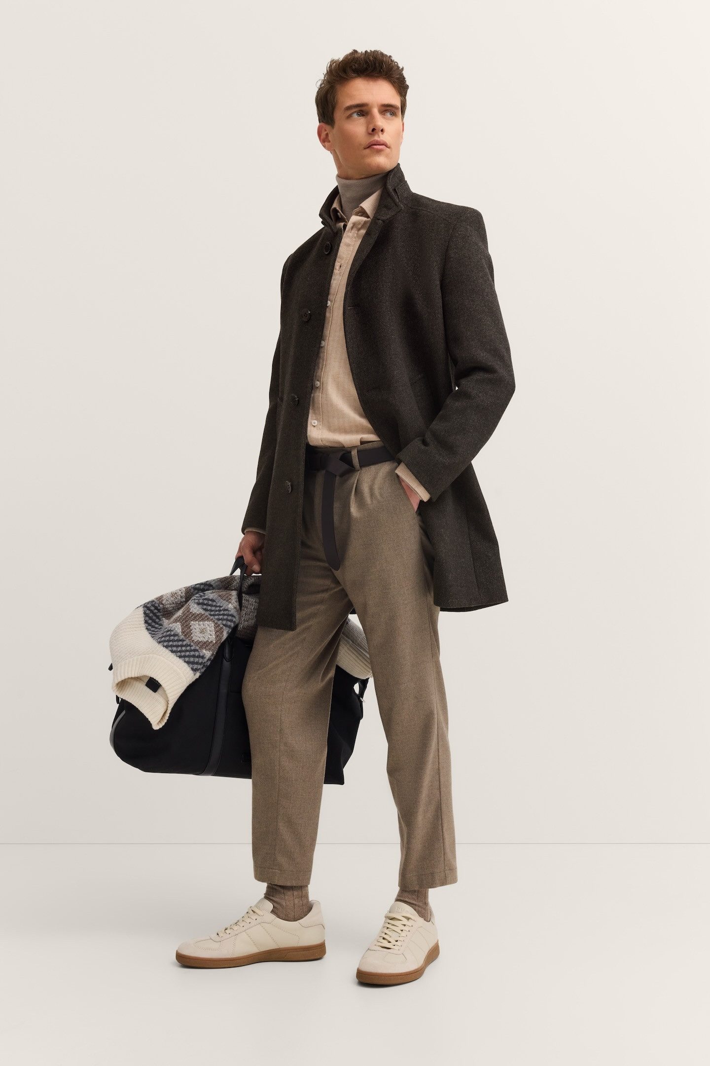 Bugatti Korte jas Flexcity Stretch Modern Fit van een wolmix