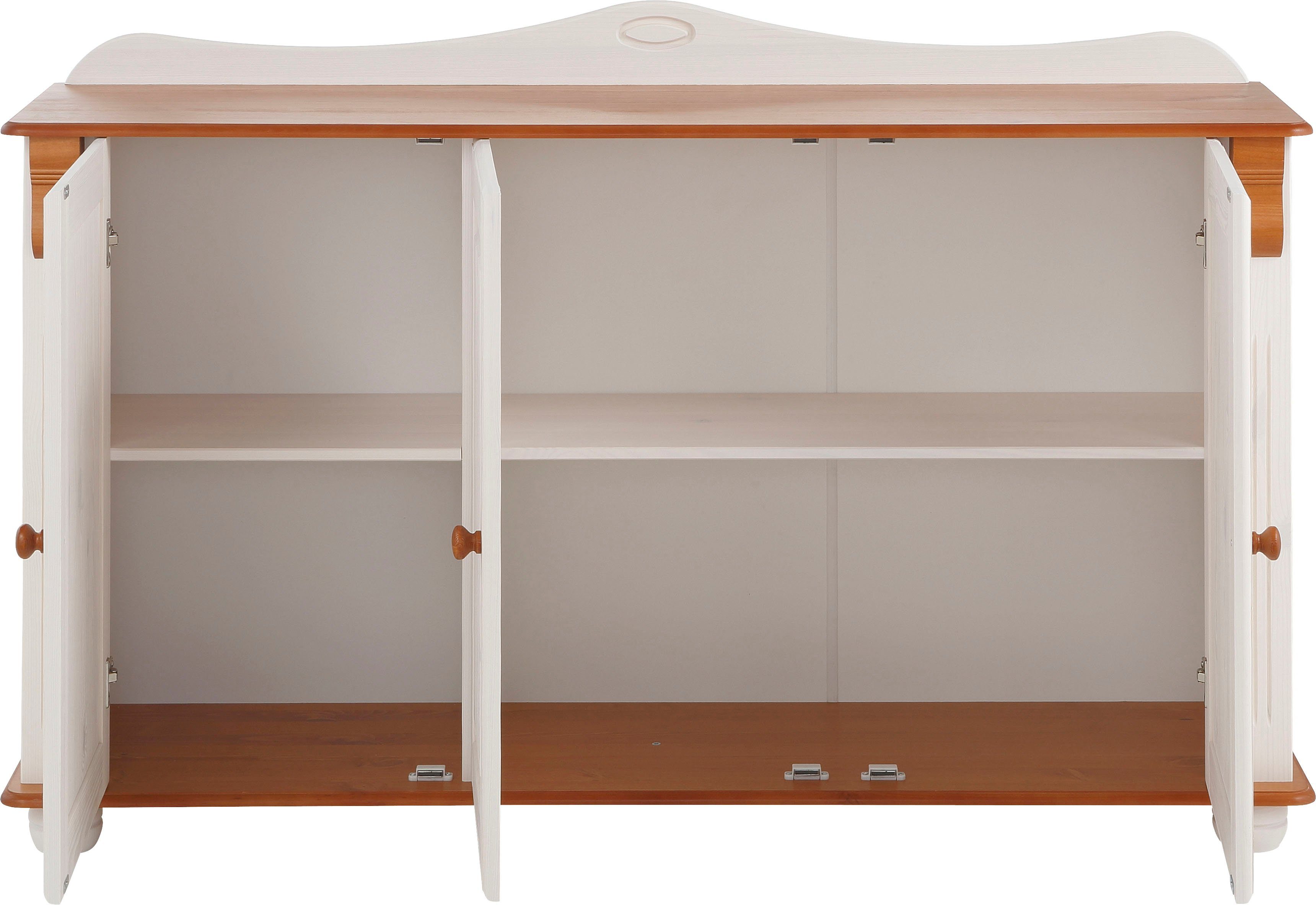 Home affaire Dressoir ADELE Commode, 3-deurs, breedte 130 cm, van massief dennenhout, FSC®
