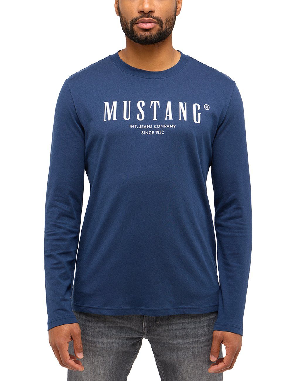 Mustang Shirt met lange mouwen Style Asheville met logo-print op borsthoogte