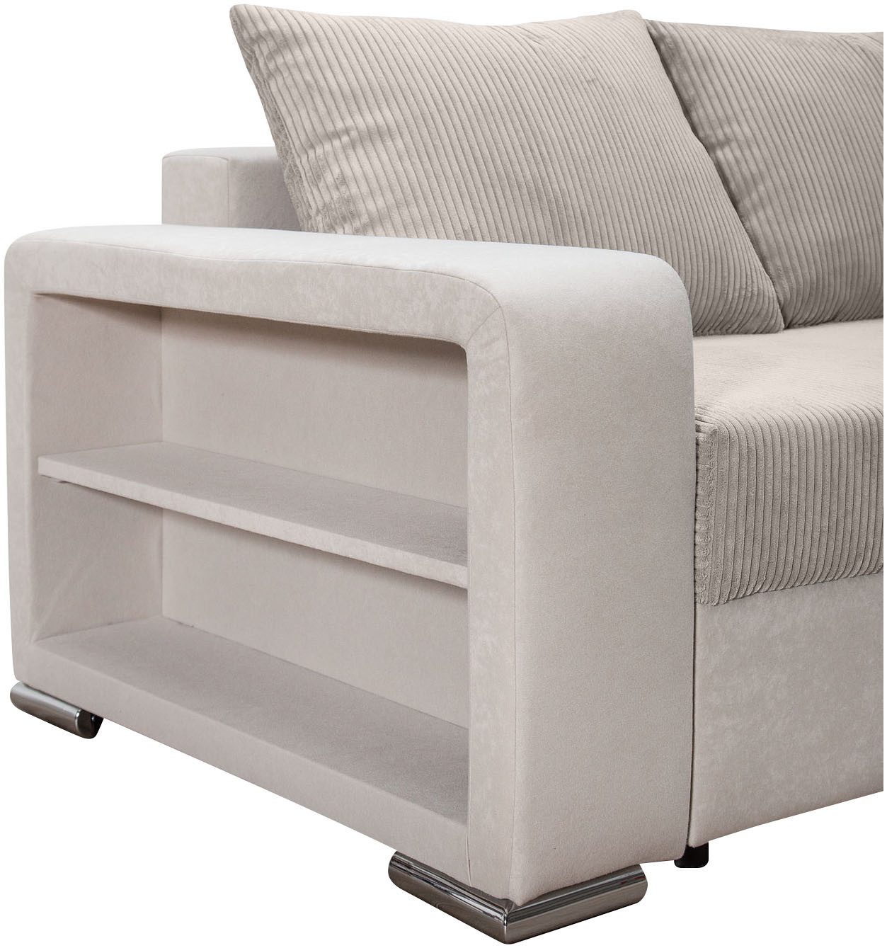 COLLECTION AB Hoekbank L-model Regalarmleuning met LED RGB verlichting, bedfunctie en bedbox