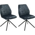 mca furniture eetkamerstoel ottawa vintage suède-look met opstaande naad, stoel belastbaar tot 120 kg (set, 2 stuks) blauw